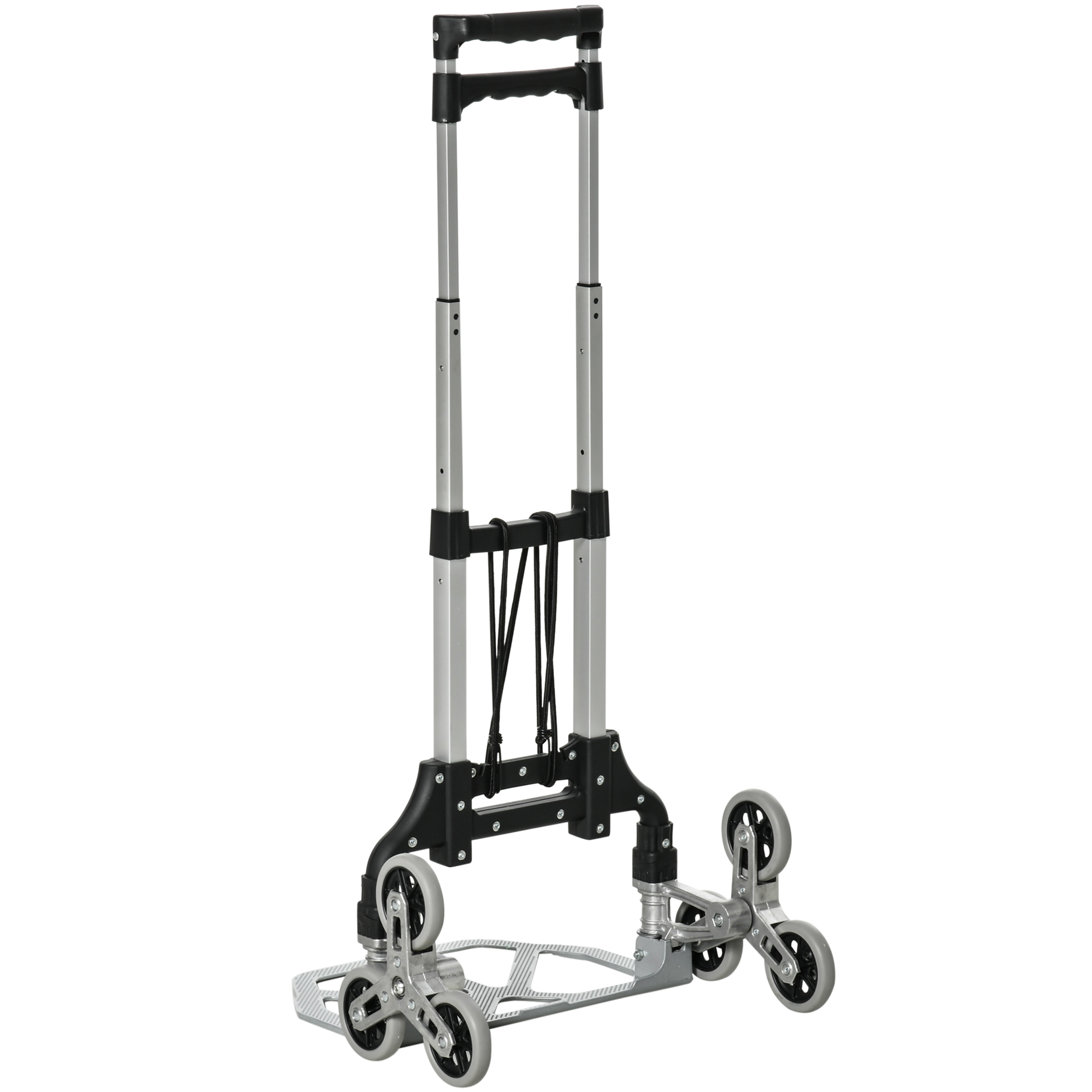 Zusammenklappbarer Treppenwagen Aus Aluminium Mit 6 Rädern Und Gurt, Tragkraft 70 Kg, Silber/schwarz