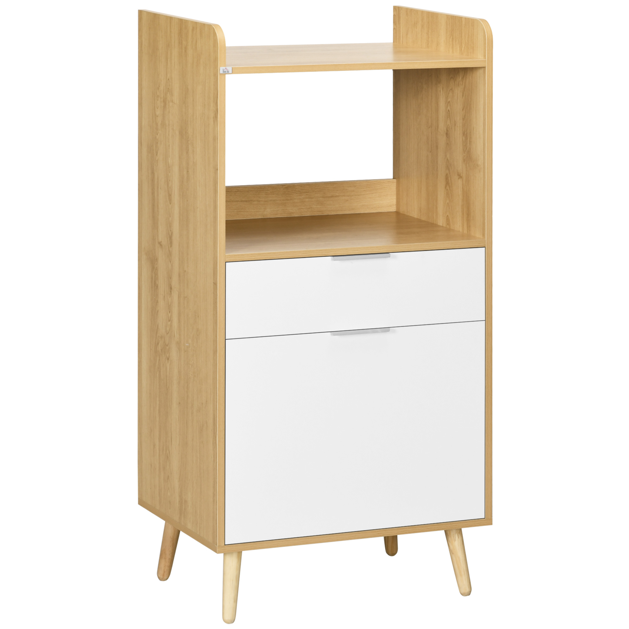 Mikrowellenschrank Aus Spanplatte Mit Ablagefach, Schublade Und Schranktür, 58 X 40 X 118 Cm