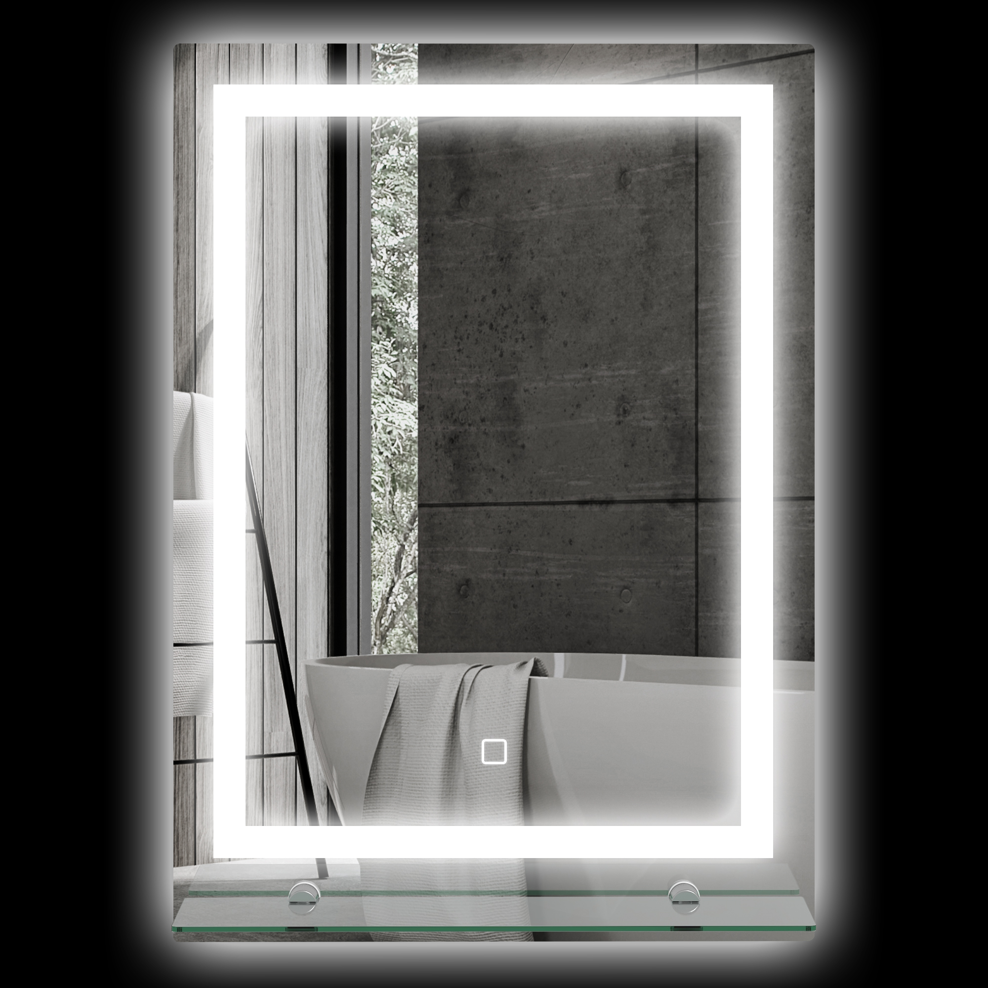 Led-wandbadezimmerspiegel Mit Ablage, 3 Farben, Einstellbare Helligkeit, Touch-schalter