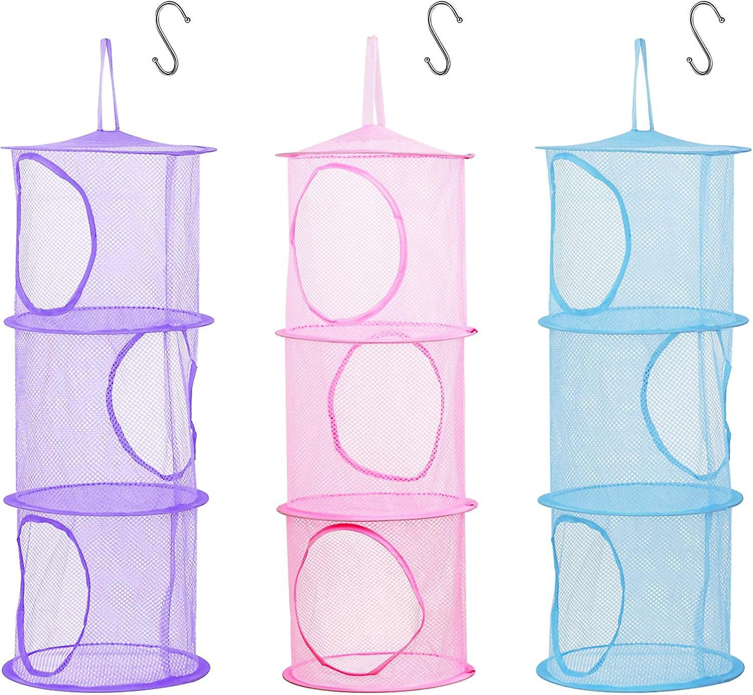 Set Aus 3 Faltbaren Aufbewahrungsnetzen Aus Netzgewebe Für Kinder Mit S-haken Zur Aufbewahrung Kleiner Plüschtiere.