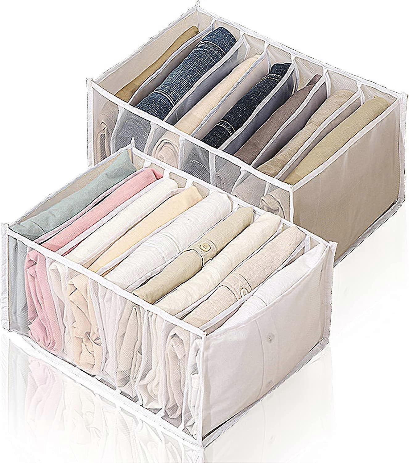Schubladenorganizer, Faltbarer Netzorganizer Für Kleidung, Kleiderschrankorganizer Mit Fächern, Kleiderschrankorganizer Für Jeans Und Hemden, 7+9 Fächer
