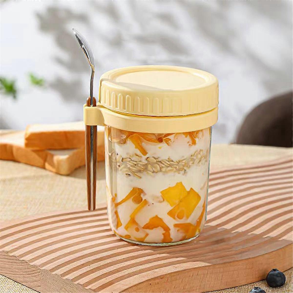 Set Wiederverwendbarer Gläser Für Overnight Oats, Auch Für Müsli Und Joghurt Geeignet.
