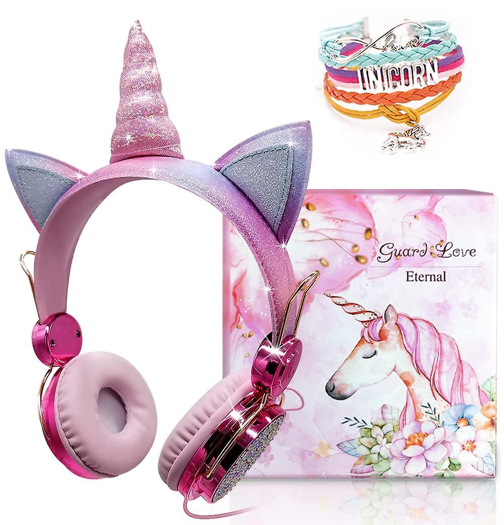 Kinderkopfhörer Mit Einhorn-design Und Funkelnden Strasssteinen, Kabelgebunden, Für Mädchen