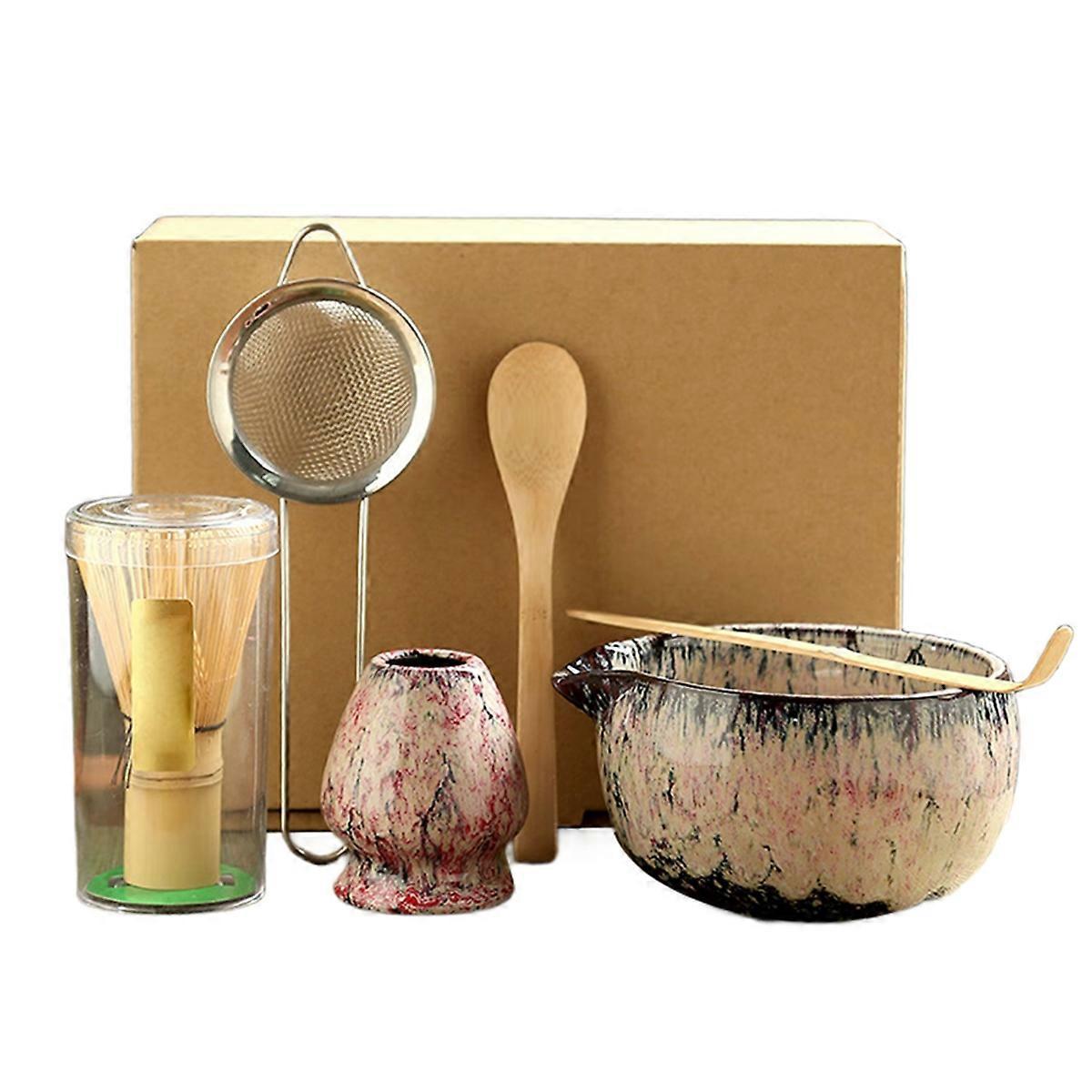 6-teiliges Rosafarbenes Japanisches Matcha-teeset Für Teeliebhaber