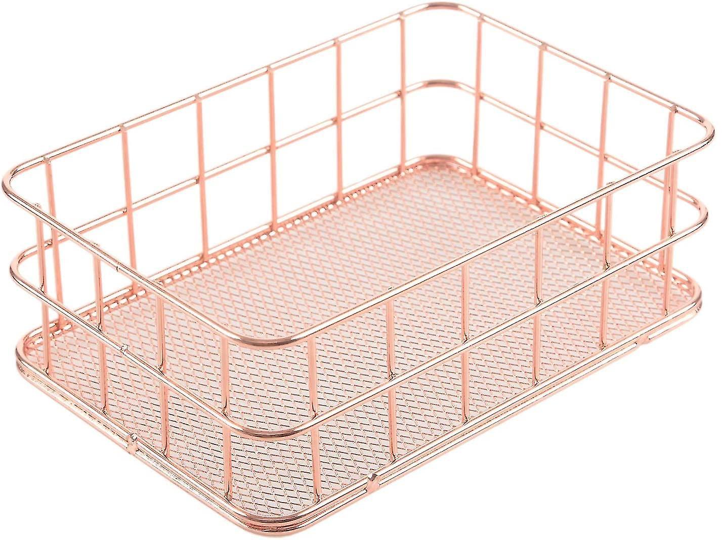Drahtkorb, Badezimmerregale, Make-up-organizer, Roségoldener Pinsel