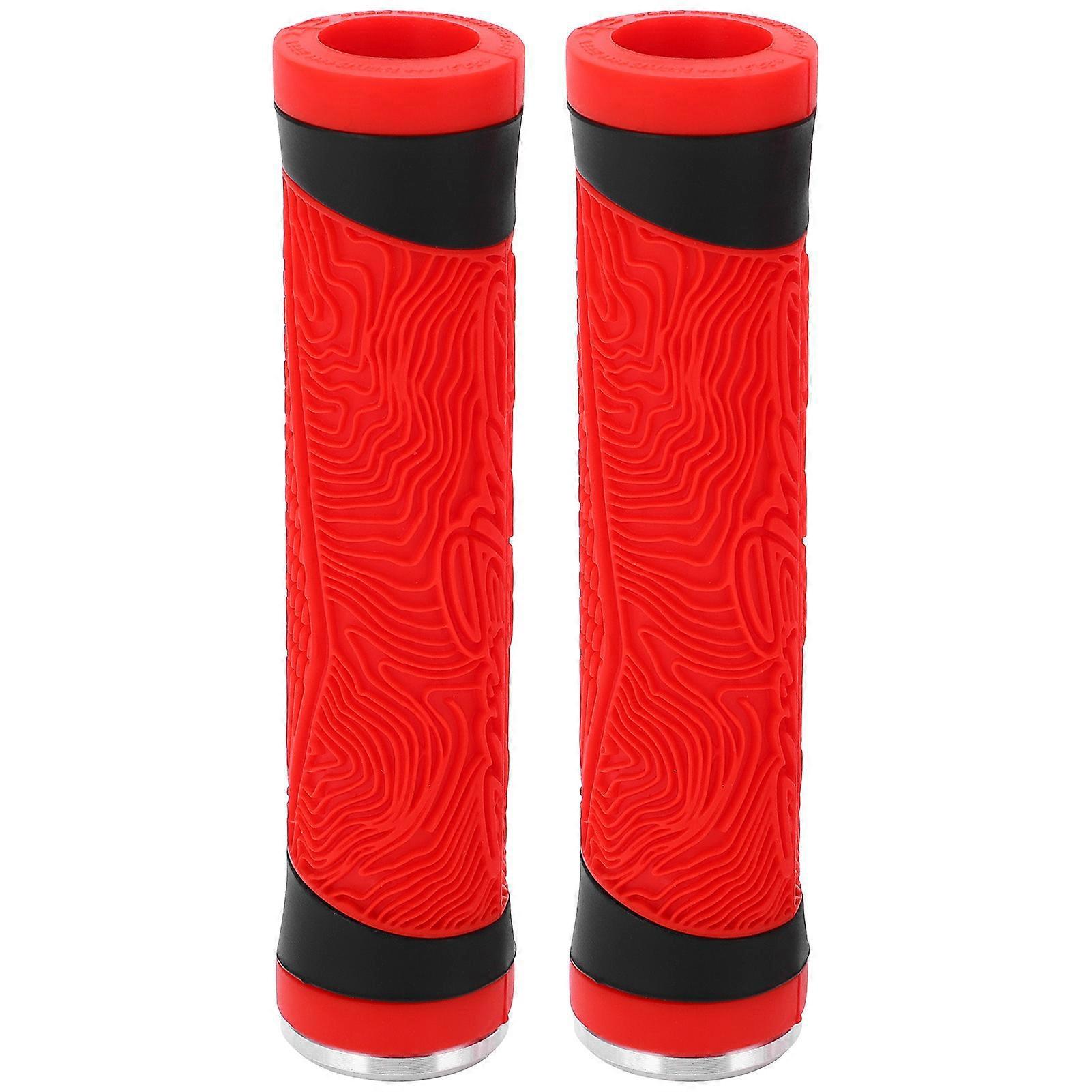 Poignées De Guidon En Silicone Pour Vtt, Embouts De Guidon Plats, Protection De Guidon, Rouges