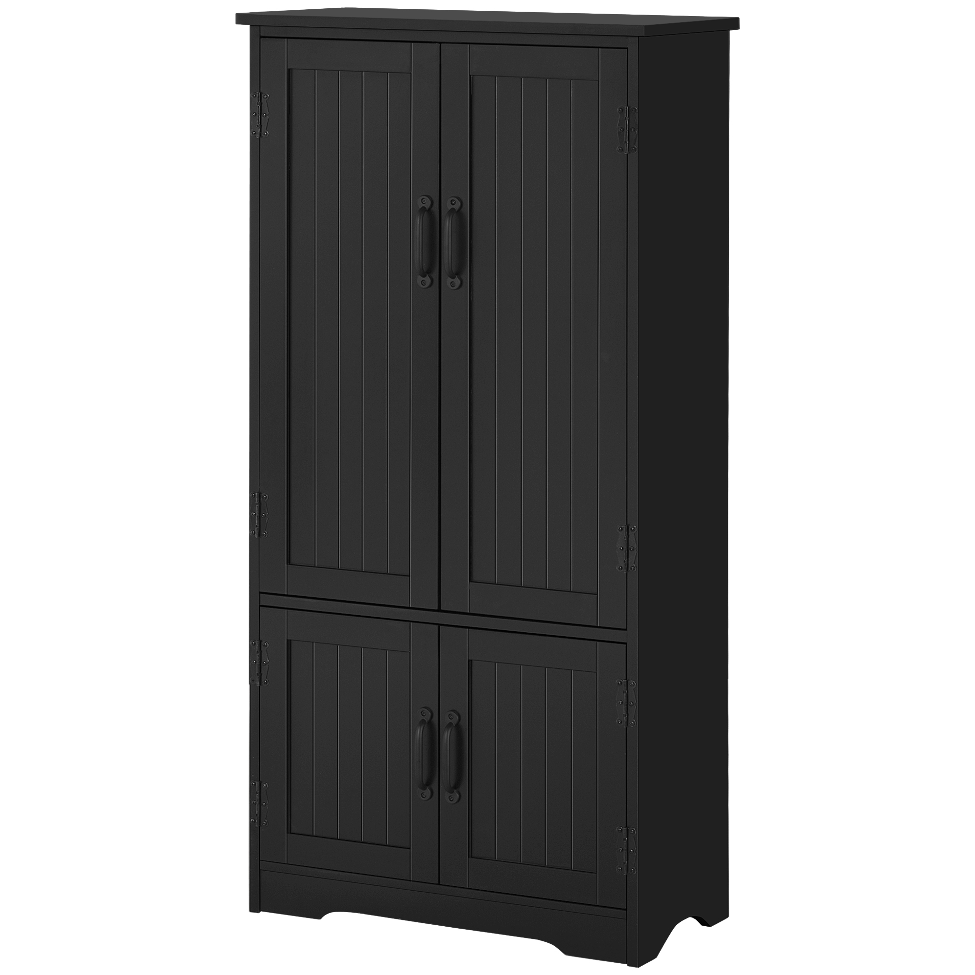 Homcom Küchenbuffet, Moderner Mehrzweckschrank Mit 2 Türen Und 3 Einlegeböden, Mdf-spanplatte, Schwarz