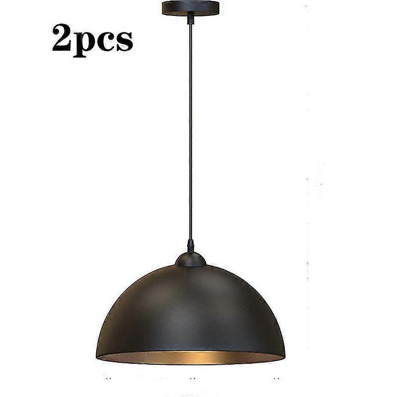 Set Aus 2 Schwarzen Und Goldenen Pendelleuchten, 30 Cm