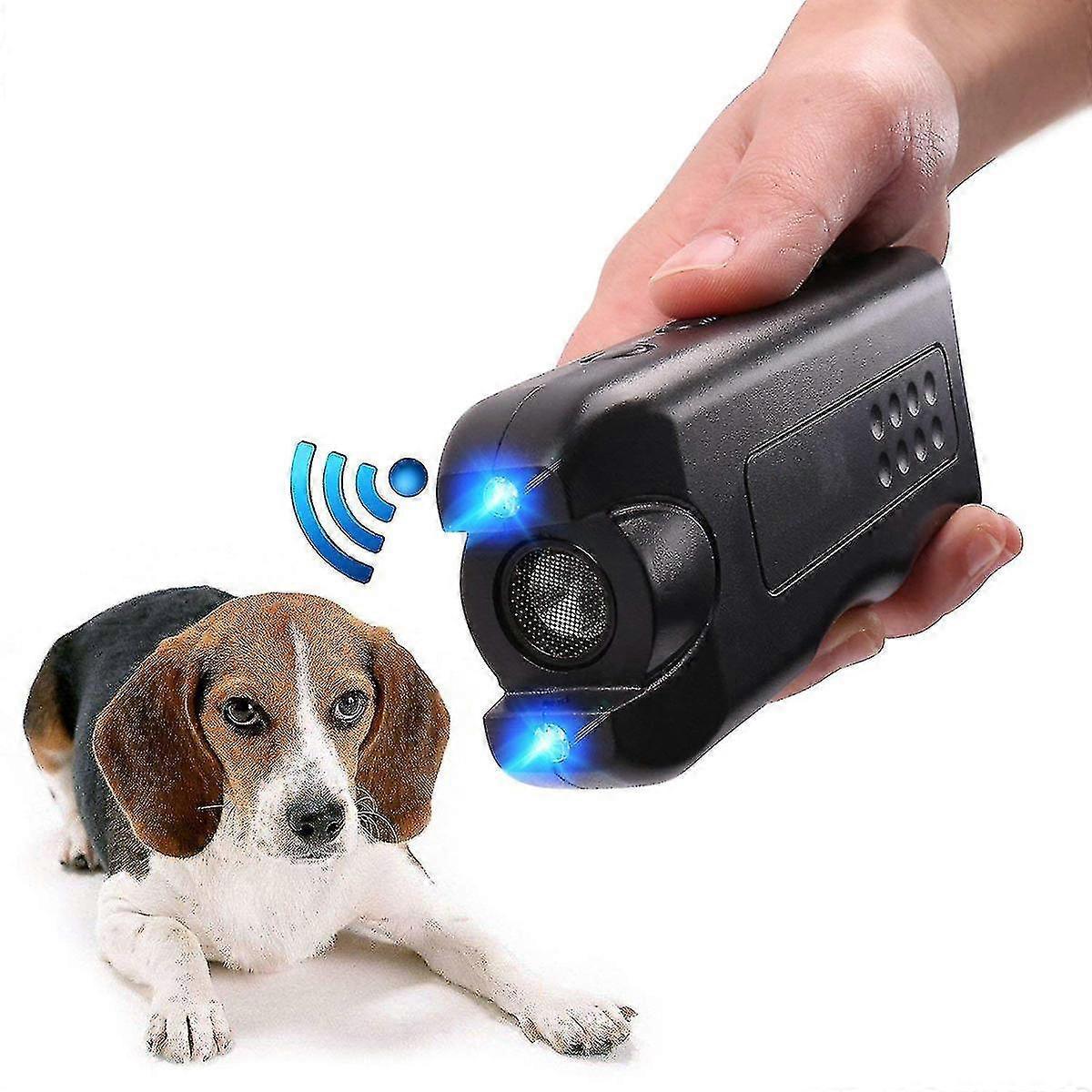 Tragbares Hundeabwehrgerät, Ultraschall-hundetrainer, Tragbares Elektronisches Hundeabwehrgerät Mit Leistungsstarker Und Wasserdichter Led-taschenlampe (batterie Enthalten, Schwarz)