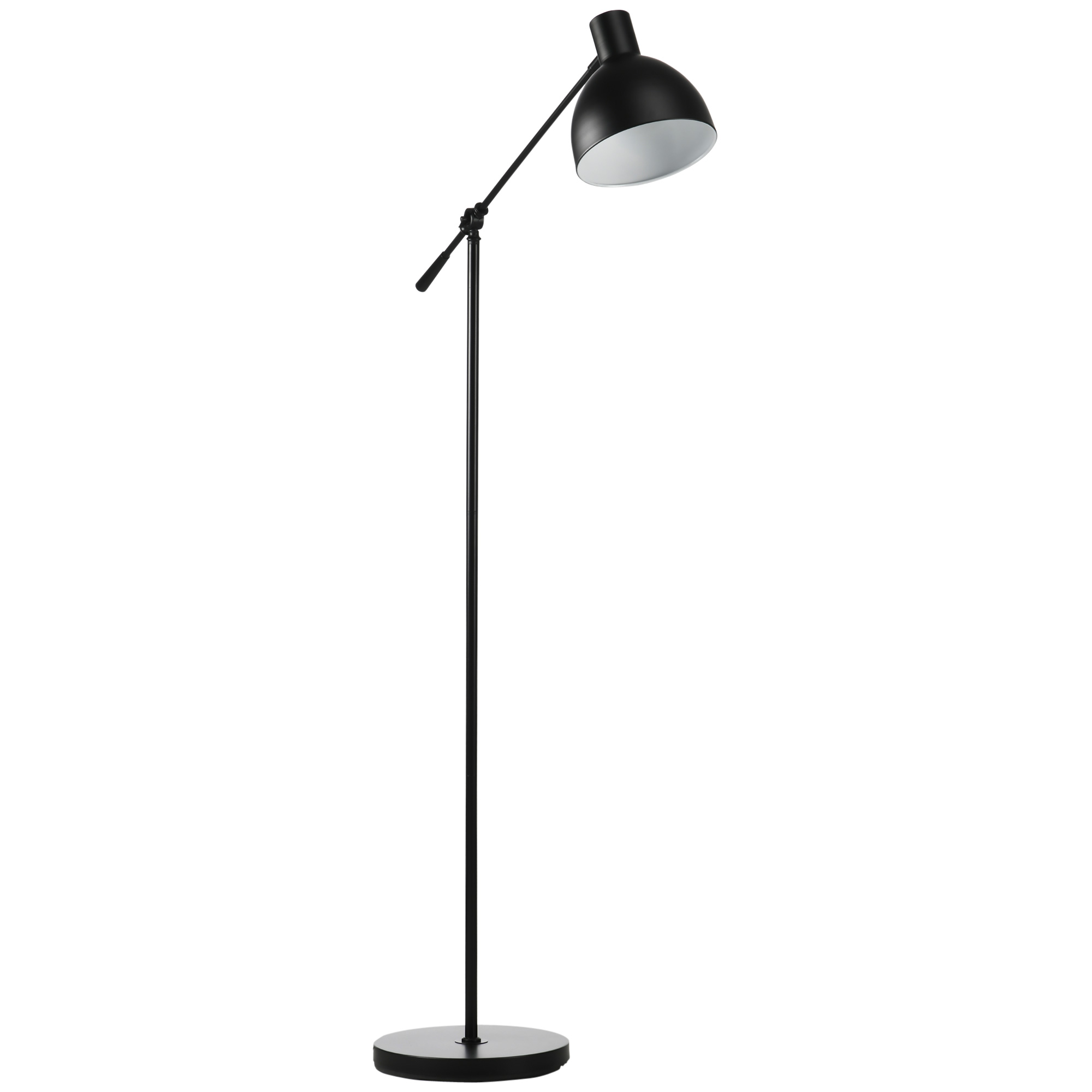 40-watt-stehlampe Für Das Wohnzimmer Mit Verstellbarer Höhe Und Schwenkfunktion, Schwarzem Lampenschirm, E27-fassung Und Fußschalter.