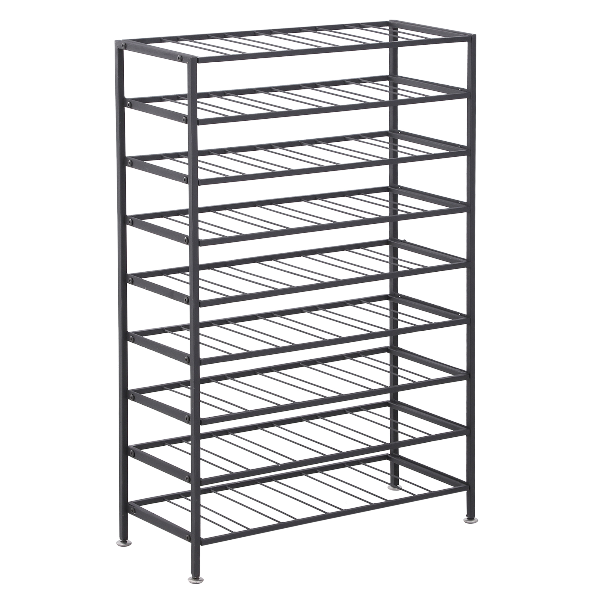 Homcom Weinregal Für 54 Flaschen, Schwarzes Metall, 63 X 25 X 91 Cm