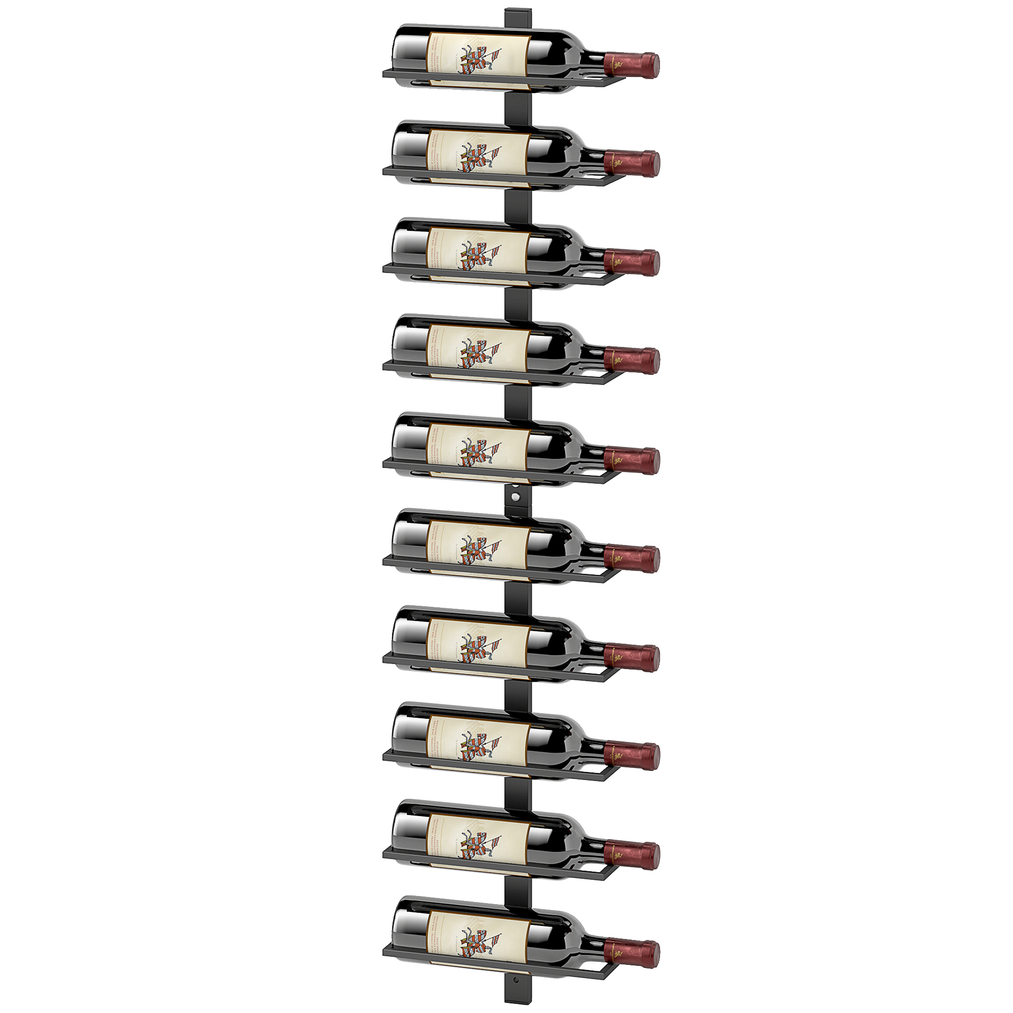 Schwarzes, Wandmontiertes Weinregal Aus Stahl Für 10 Flaschen, Für Küche, Bar, Esszimmer, Weinkeller