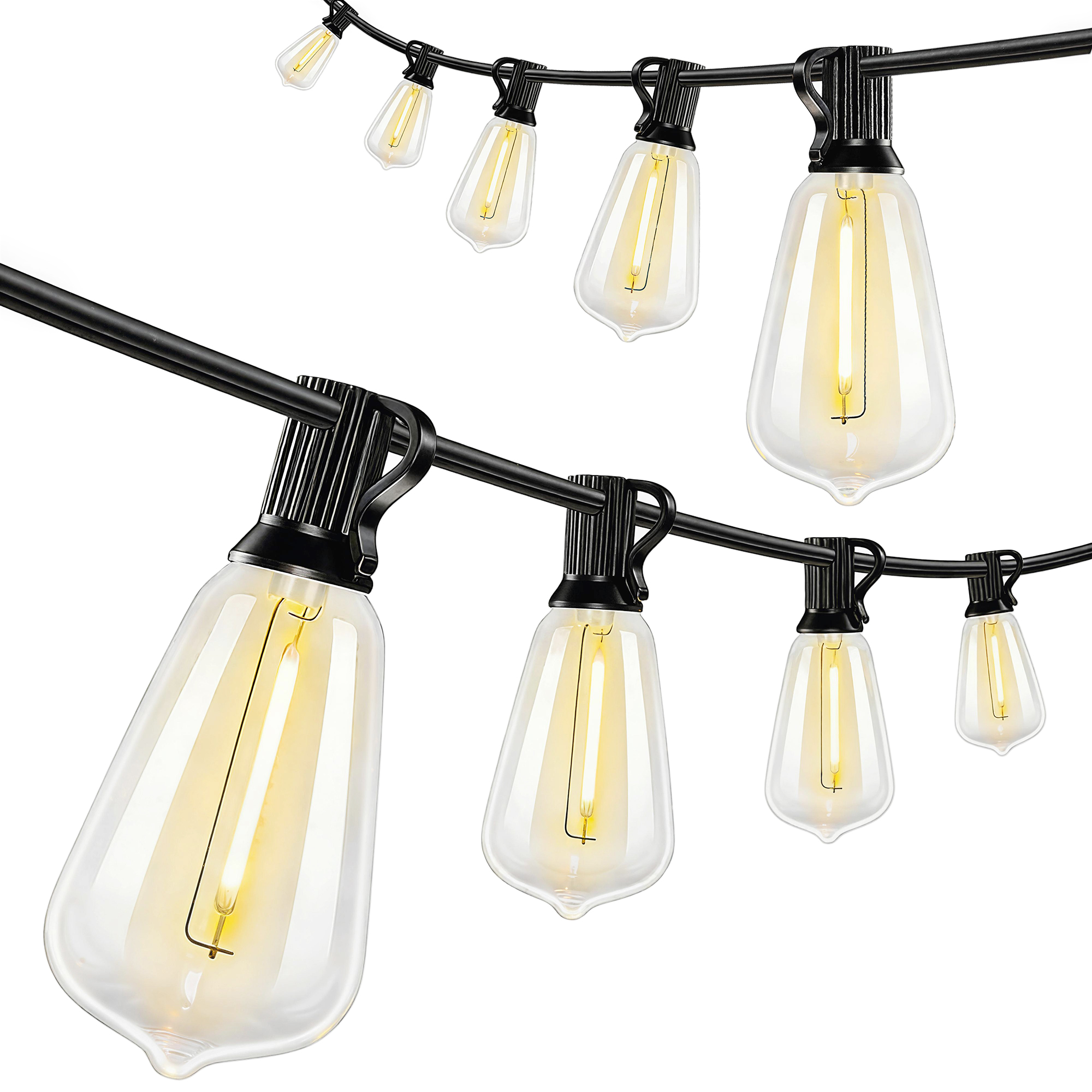 Lichterkette Für Den Außenbereich, 50 Leds, Schutzart Ip44, Pet Und Kunststoff, 1800 X 3,8 X 9 Cm, Schwarz Und Transparent