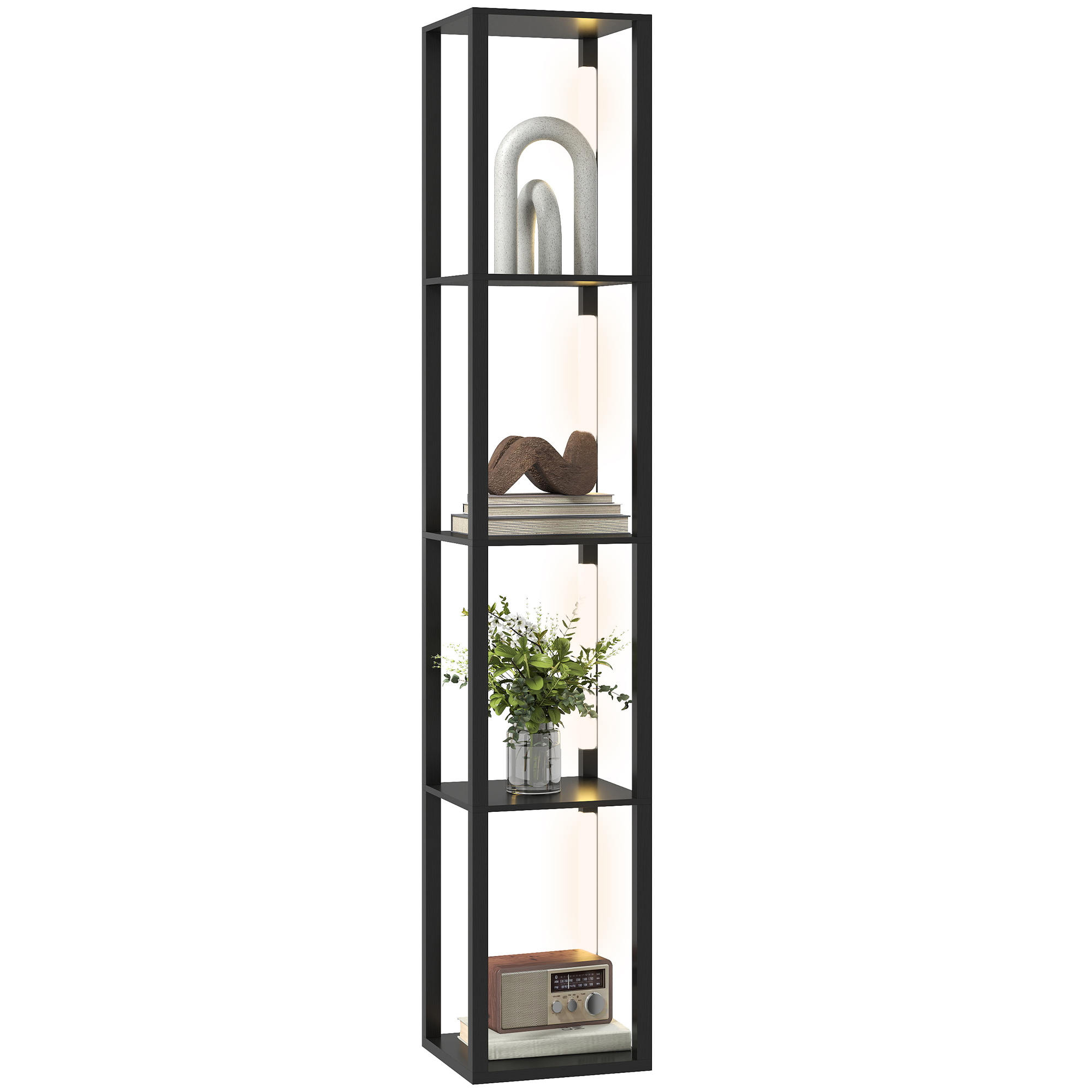 Stehlampe Mit 4 Stufen, 3 Einstellbaren Lichtintensitäten Und Fußschalter, 29 X 29 X 163 Cm, Schwarz