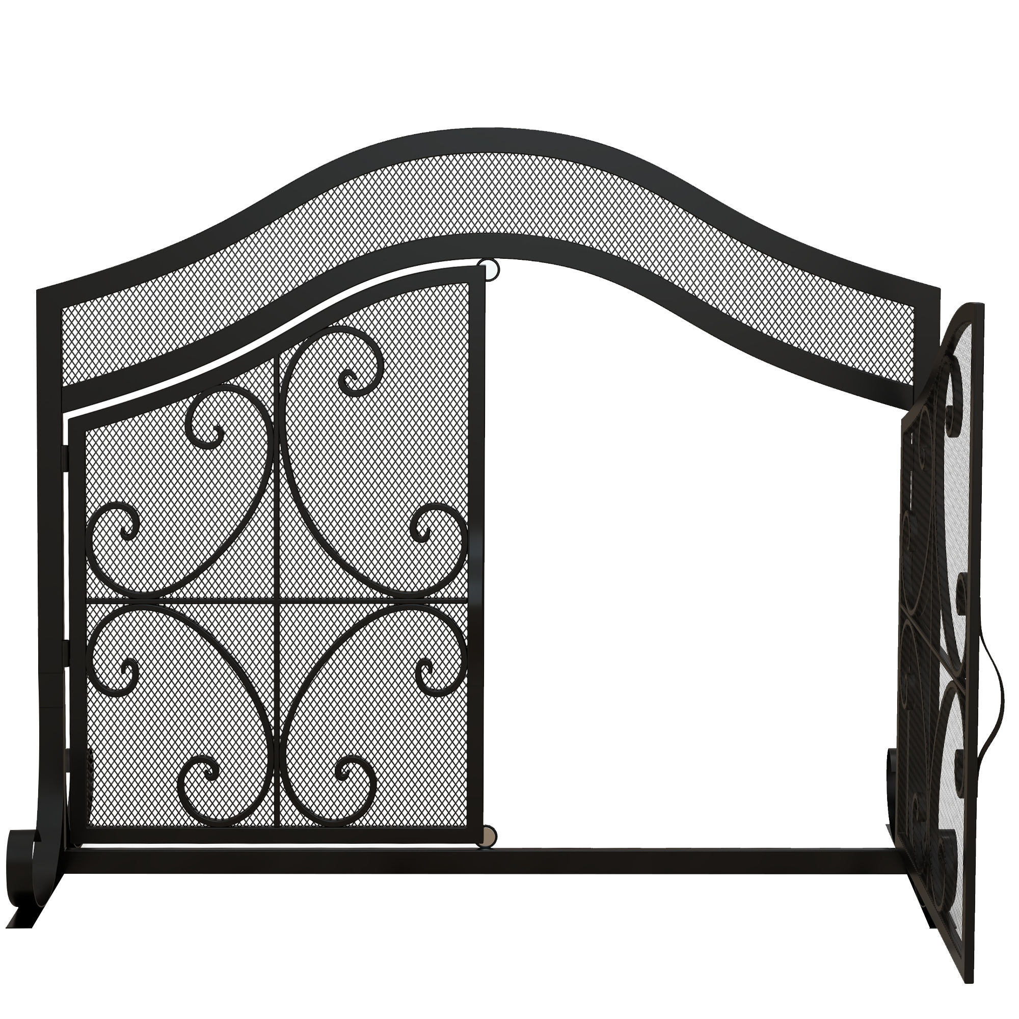Kaminschutzgitter, Einteilig, Stahlgewebe, 105 X 40 X 80,5 Cm, Schwarz