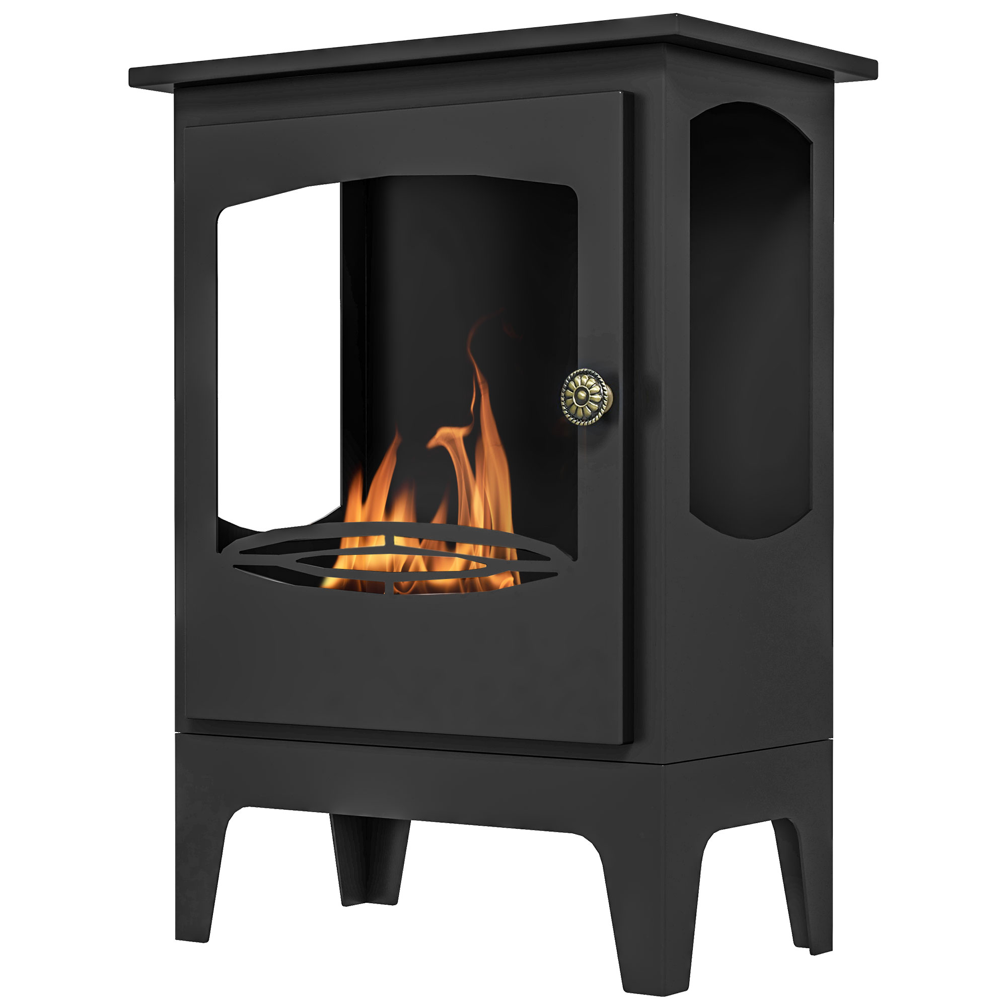 Moderner, Freistehender Ethanol-kamin, 1,2-liter-tank, Beheizt 25 M², 39 X 26 X 54 Cm, Schwarz