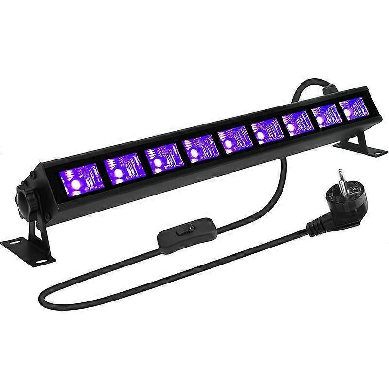Schwarze 36-w-lichtleiste, 9 Uv-led-lampen, Uva-bereich 385–400 Nm, Mit Stecker/schalter