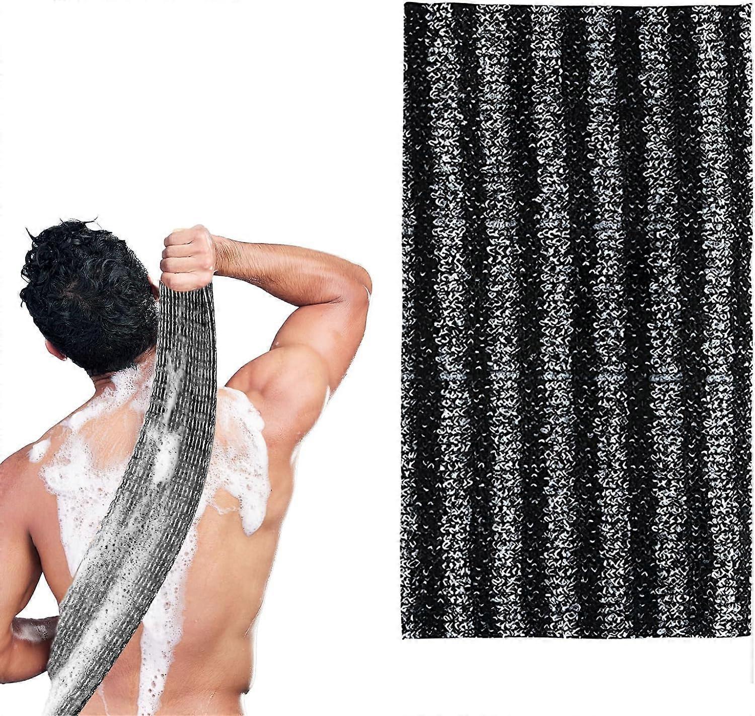 Peeling-duschhandschuh, Schwarz, Aus Luffa-netzgewebe, Für Rücken Und Körper.