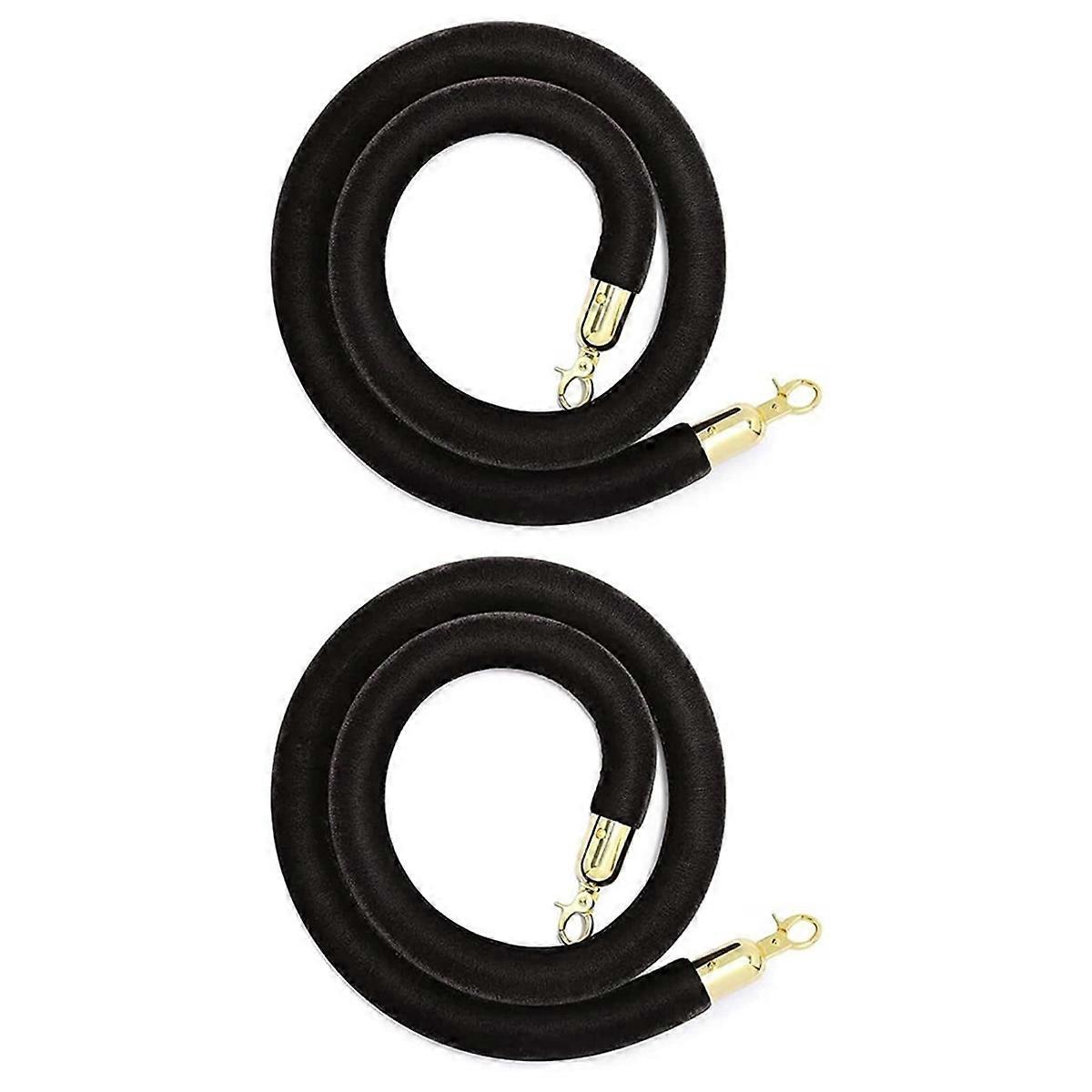 Set Aus 2 Samtstangenseilen Mit Goldenen Haken, 1,5 M (5 Fuß), Schwarz