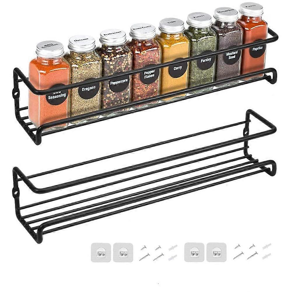 Set Aus 2 Gewürzregalen Aus Metall, Einstöckiger, Wandmontierter Gewürzorganizer