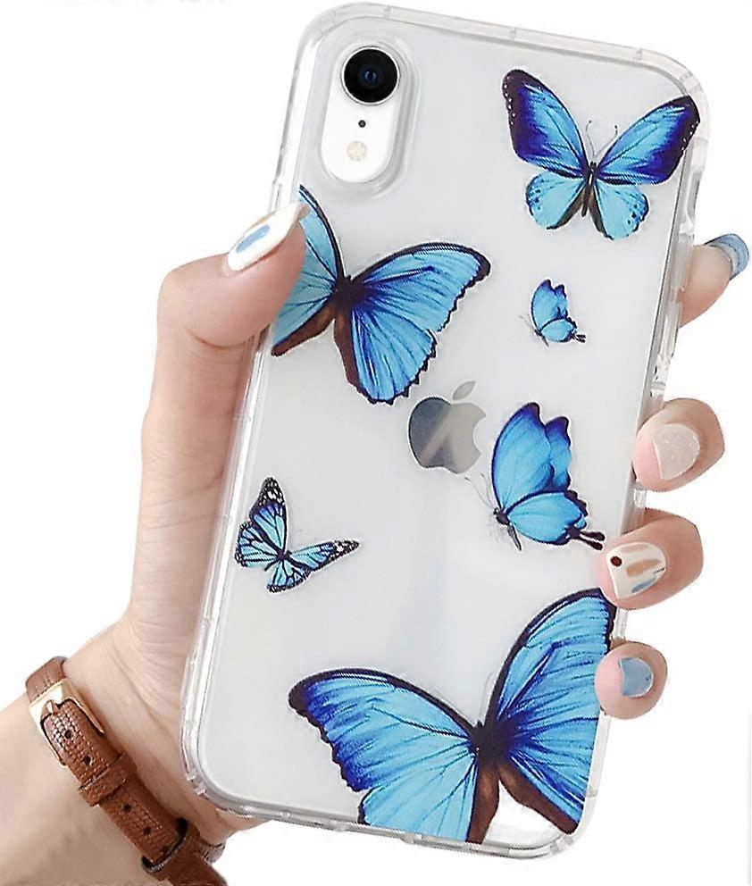 Hülle Kompatibel Mit Iphone Xr Mit Einem Hübschen, Transparenten Blauen Schmetterling Für Mädchen Und Frauen