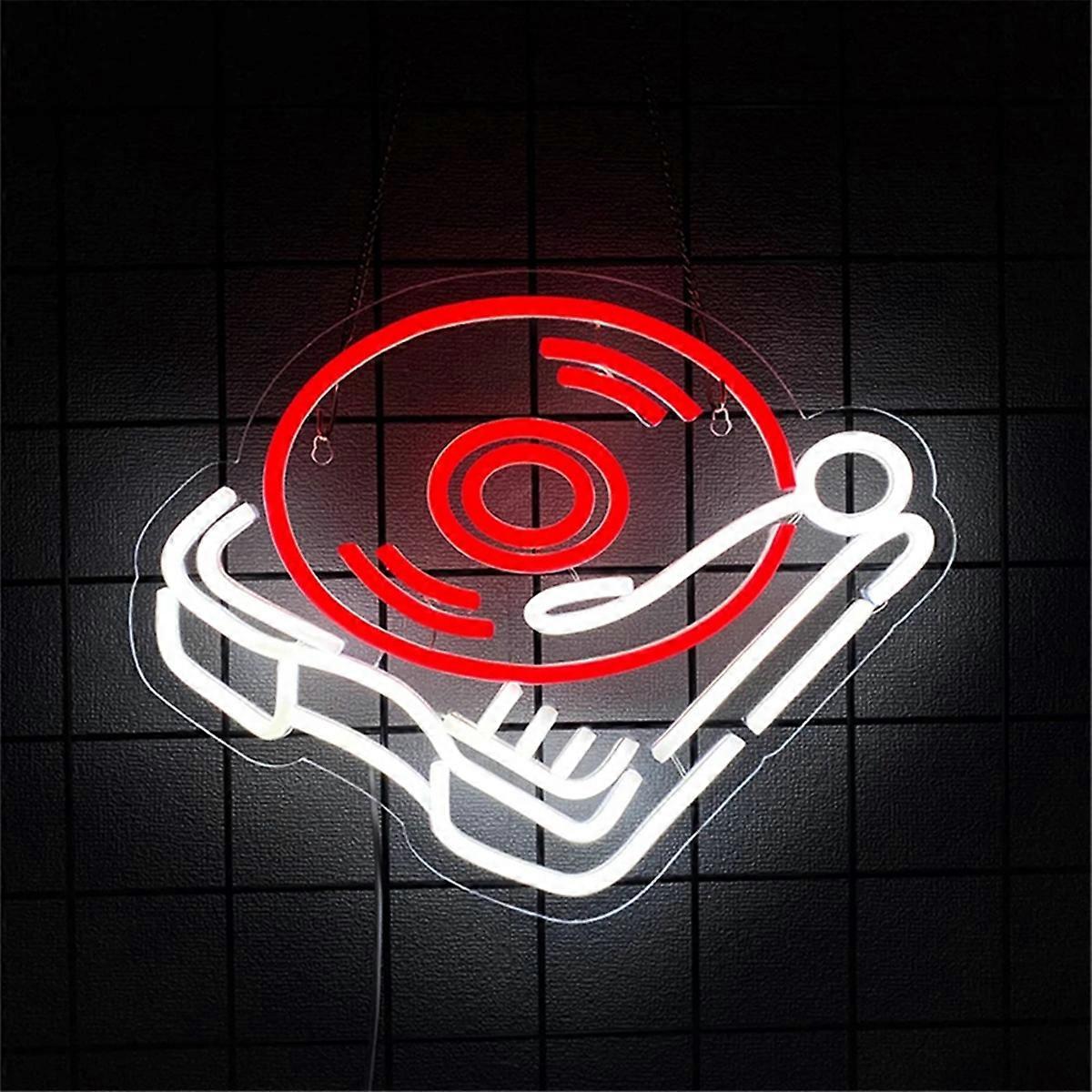 Neonlampe In Form Von Schallplatten, Rot Beleuchtetes Schild, Usb-stromversorgung