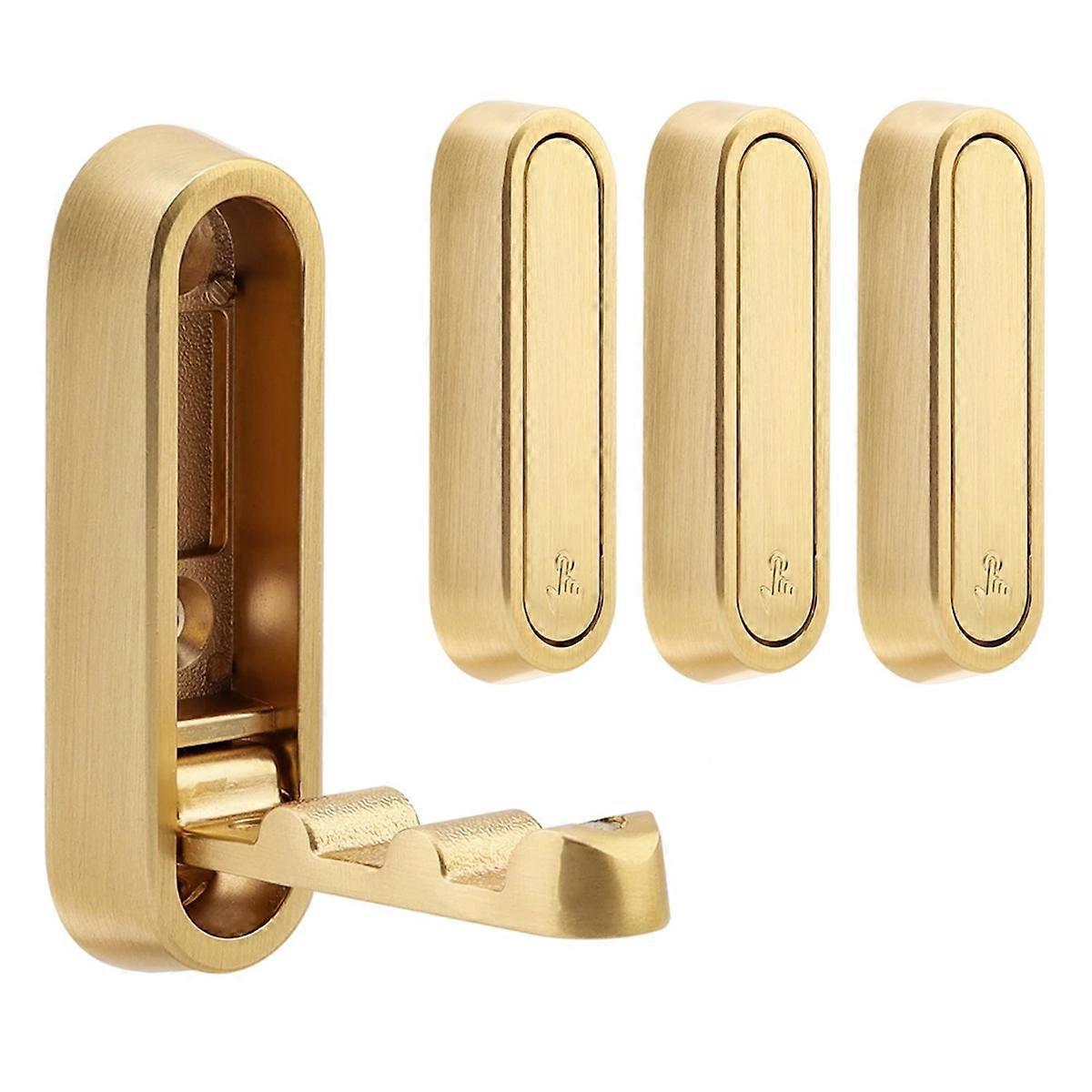 Set Mit 4 Goldenen, Klappbaren Wandhaken, Goldene, Klappbare Metall-wandhaken