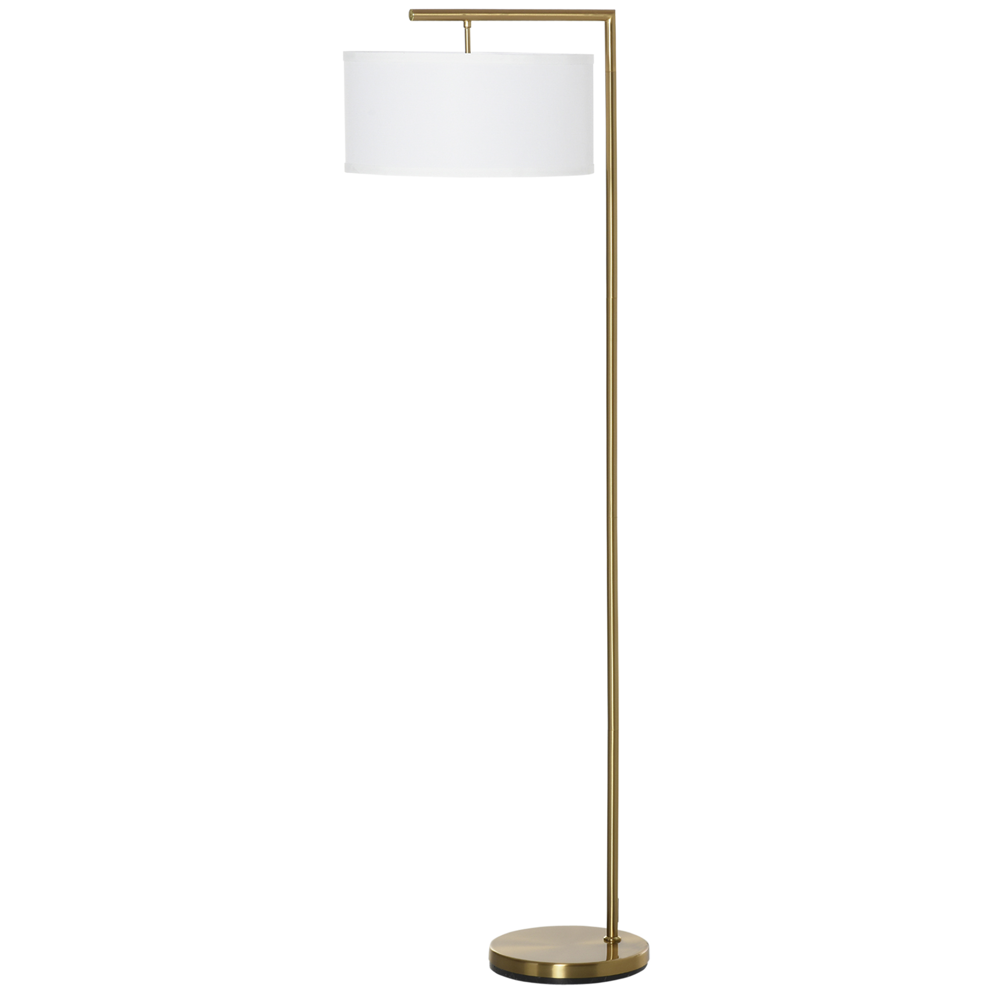 Homcom Stehleuchte Mit Leinenschirm, Stabilem Runden Fuß, Wohnzimmer, Büro, Schlafzimmer, 47 X 37 X 153 Cm, Gold Und Weiß