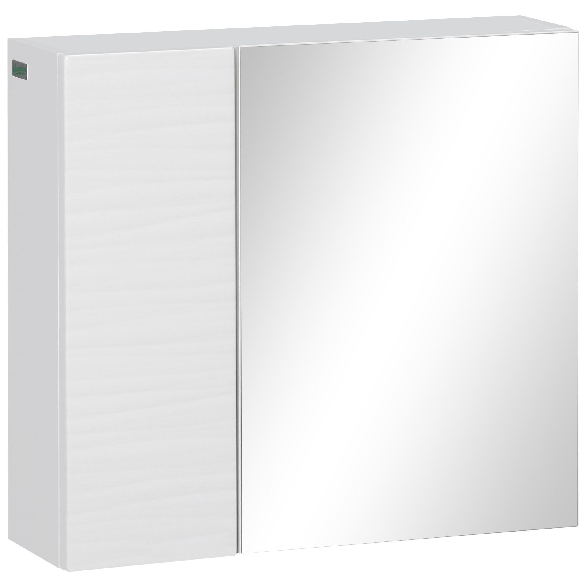 Spiegelschrank Fürs Badezimmer Aus Spanplatte Und Glas, 4 Verstellbare Einlegeböden, Wandmontage, 48 X 15 X 45 Cm, Weiß