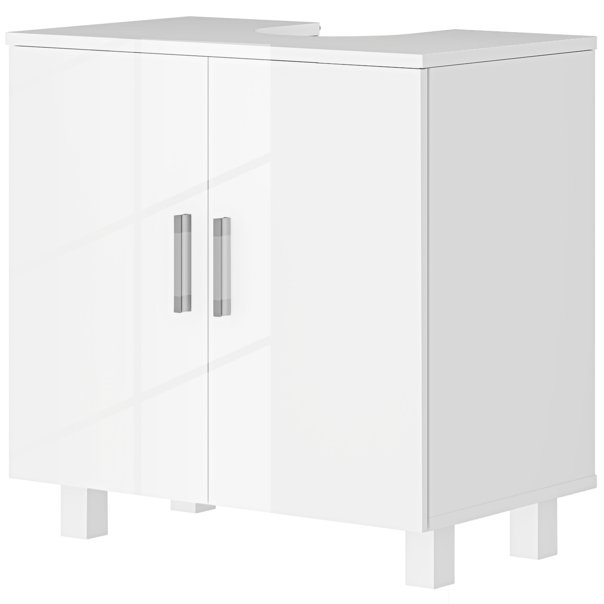 Badezimmerschrank Mit 2 Türen Und Mittigem Ablagefach, Weiße Mdf-platte, 60 X 35 X 60 Cm