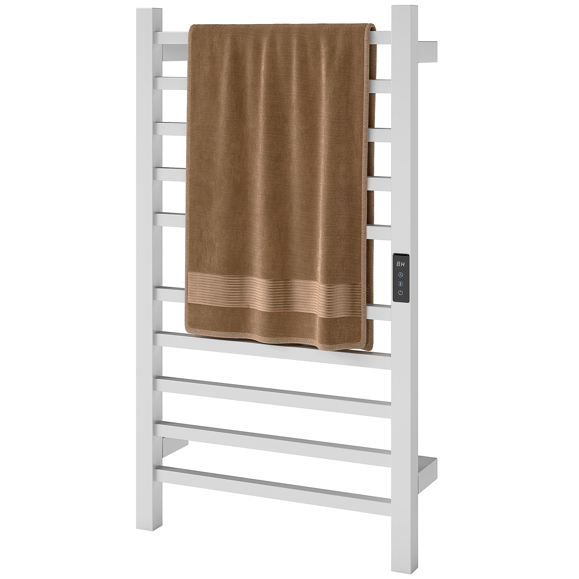 Smart Scaldasalviette 10-bar-kochplatte Mit Timer Und Lcd-display, Edelstahl, 45 X 11 X 80 Cm, Weiß