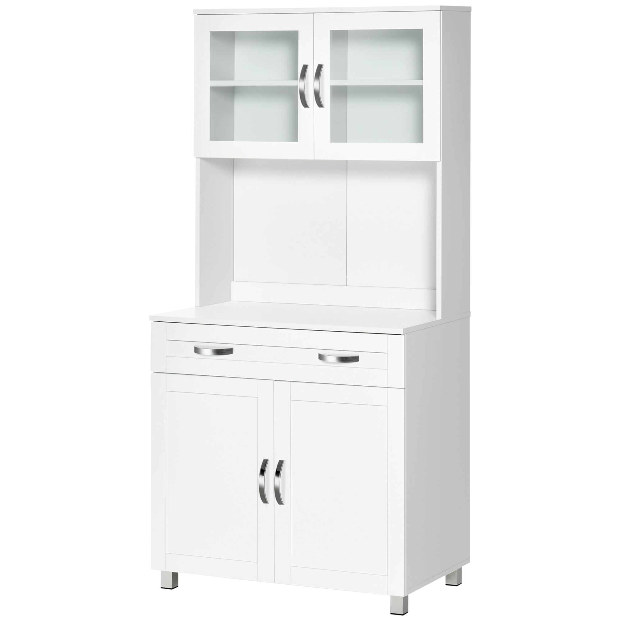 Homcom Küchenbuffet, Moderner Mehrzweckschrank Mit 2 Schränken, Großer Schublade, Weißen Mdf-platten