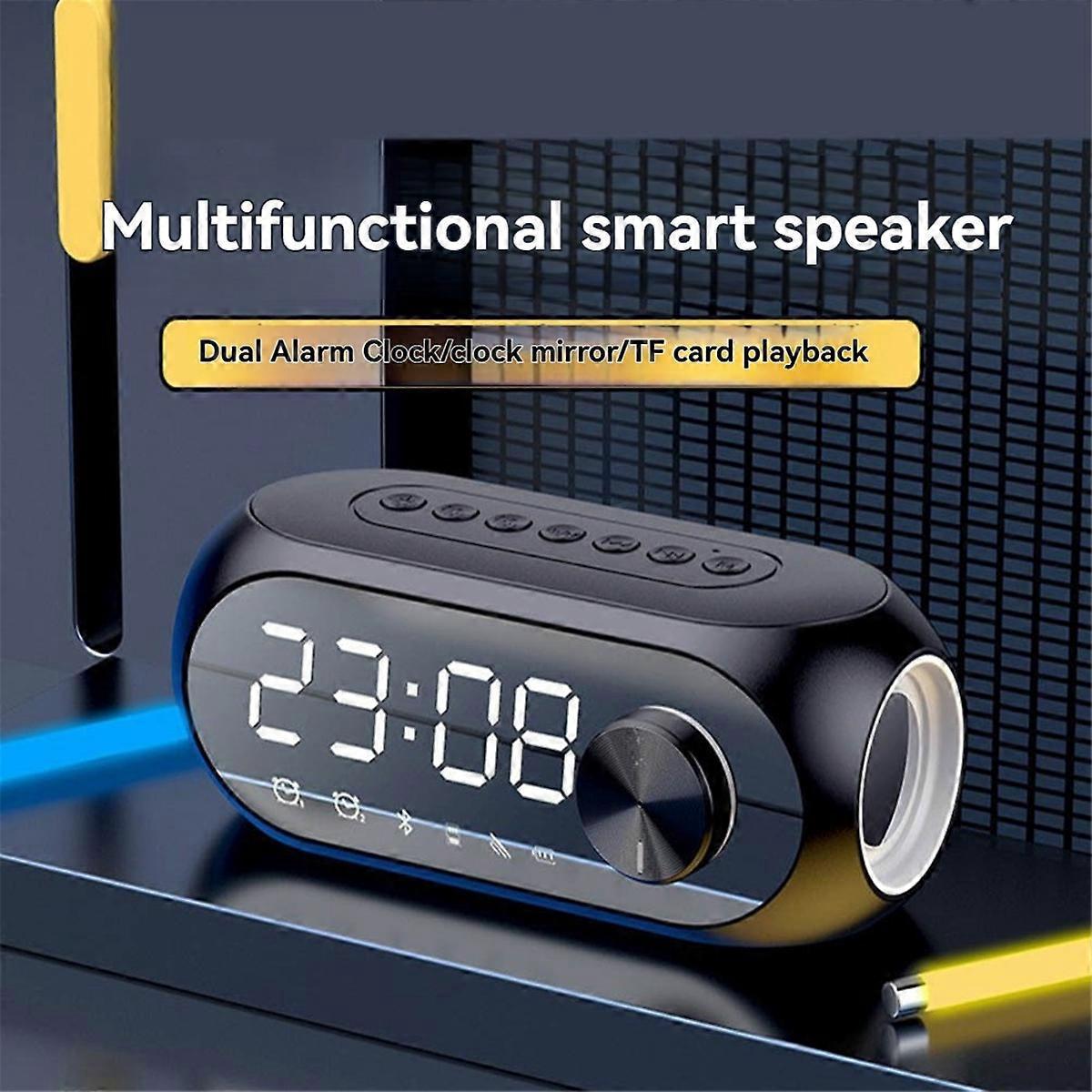 Wecker, Tragbarer Bluetooth-lautsprecher, Radio, Musik, Mini-woofer, Weiß