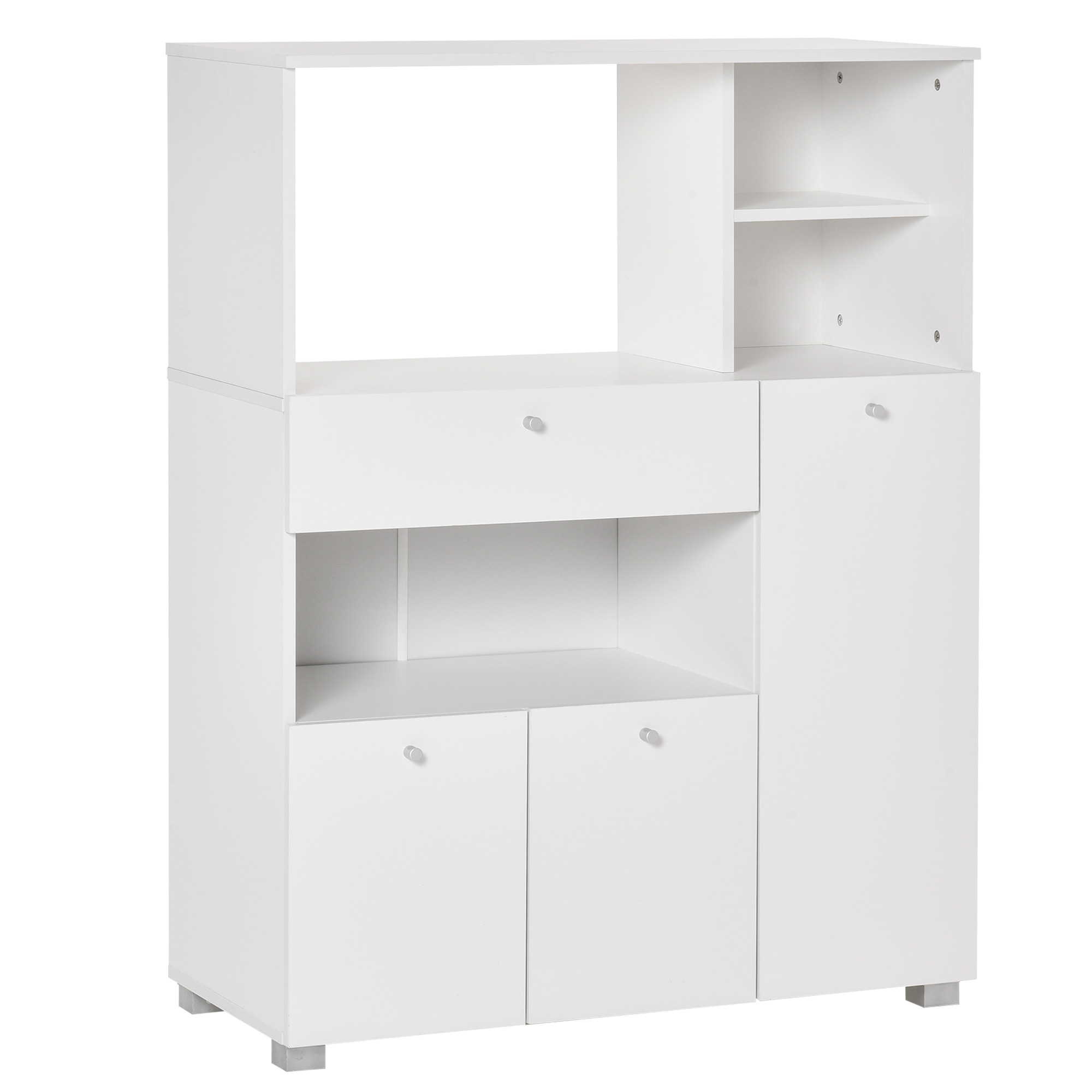 Küchenrückwand Für Mikrowelle Und Backofen, Küchenzeile Mit Schränken, Regalen Und Schublade, Modernes Sideboard Aus Spanplatte Für Das Wohnzimmer, 90 X 40 X 120 Cm, Weiß