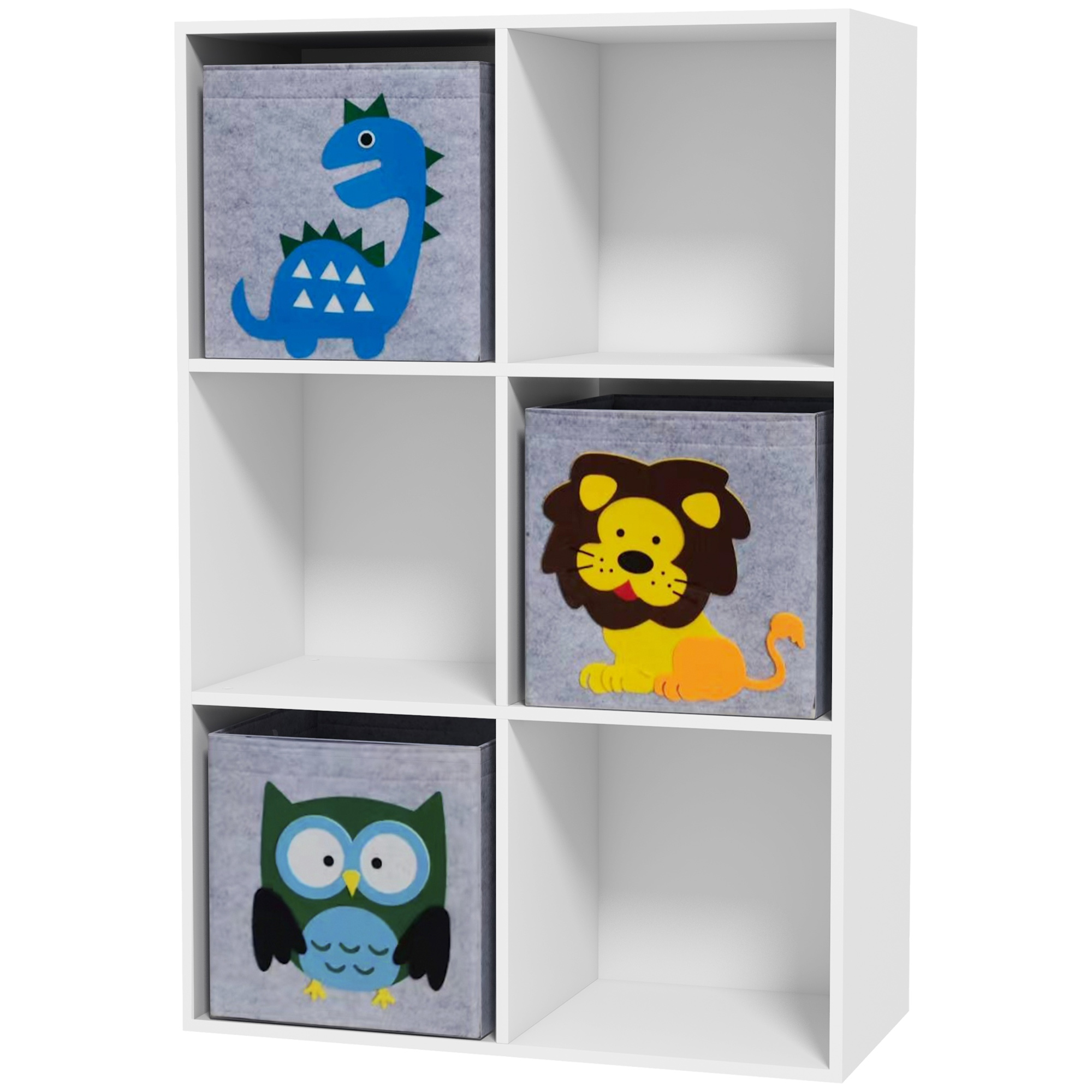 Spielzeugregal Für Kinder Ab 3 Jahren, 6 Fächer, Mdf Und Melamin, 61,8 X 29,9 X 91,5 Cm, Grau Und Weiß