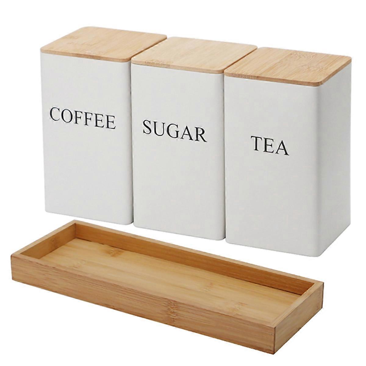 Küchenaufbewahrungsbox Mit Deckel, Metallbehälter Für Tee, Kaffee Und Zucker, Weiß