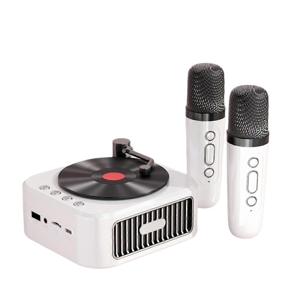 Retro-bluetooth-5.3-lautsprecher Mit 2 Mikrofonen, Weiße Schallplatte