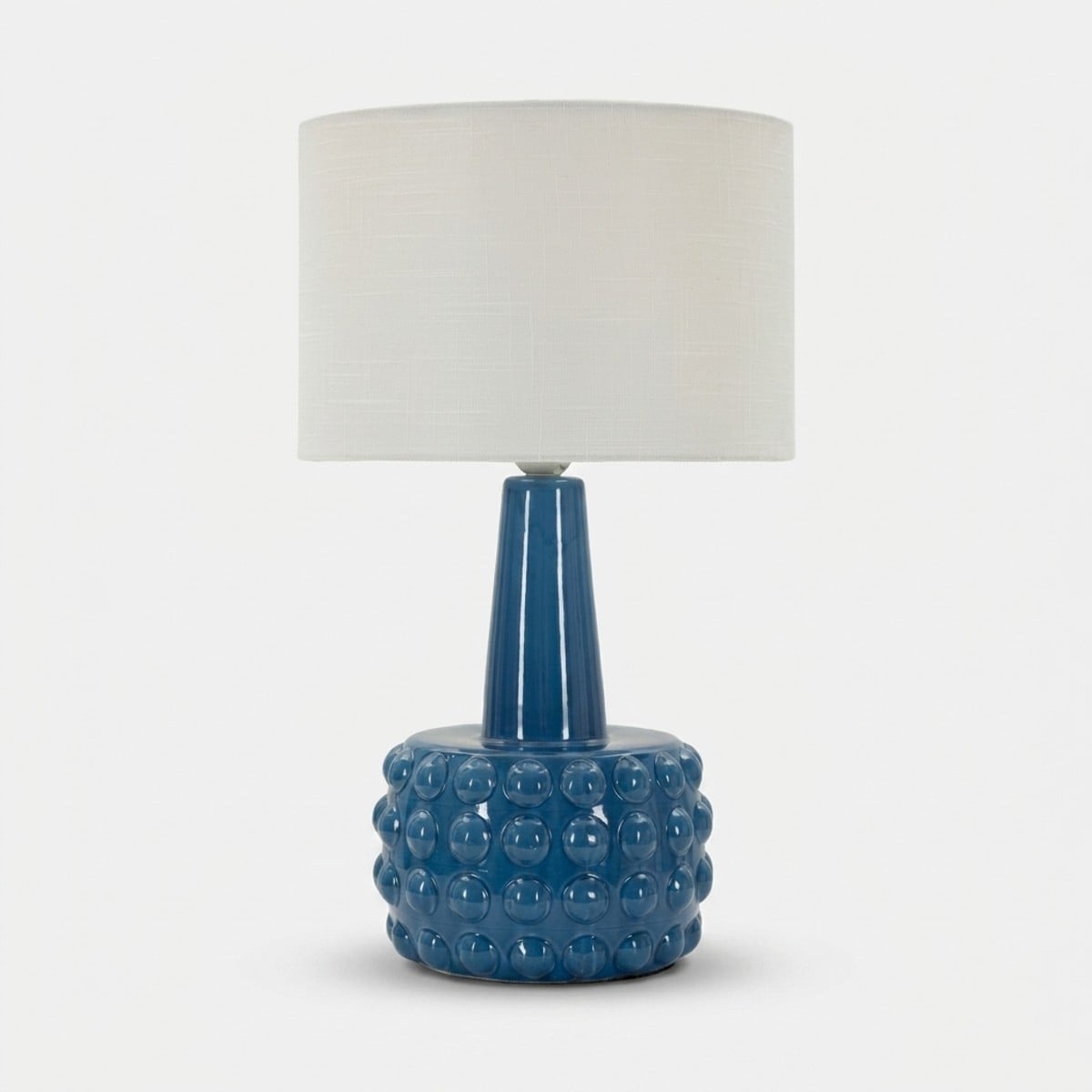 Tischlampe Aus Keramik Mit Gress-lampenschirm - Blau