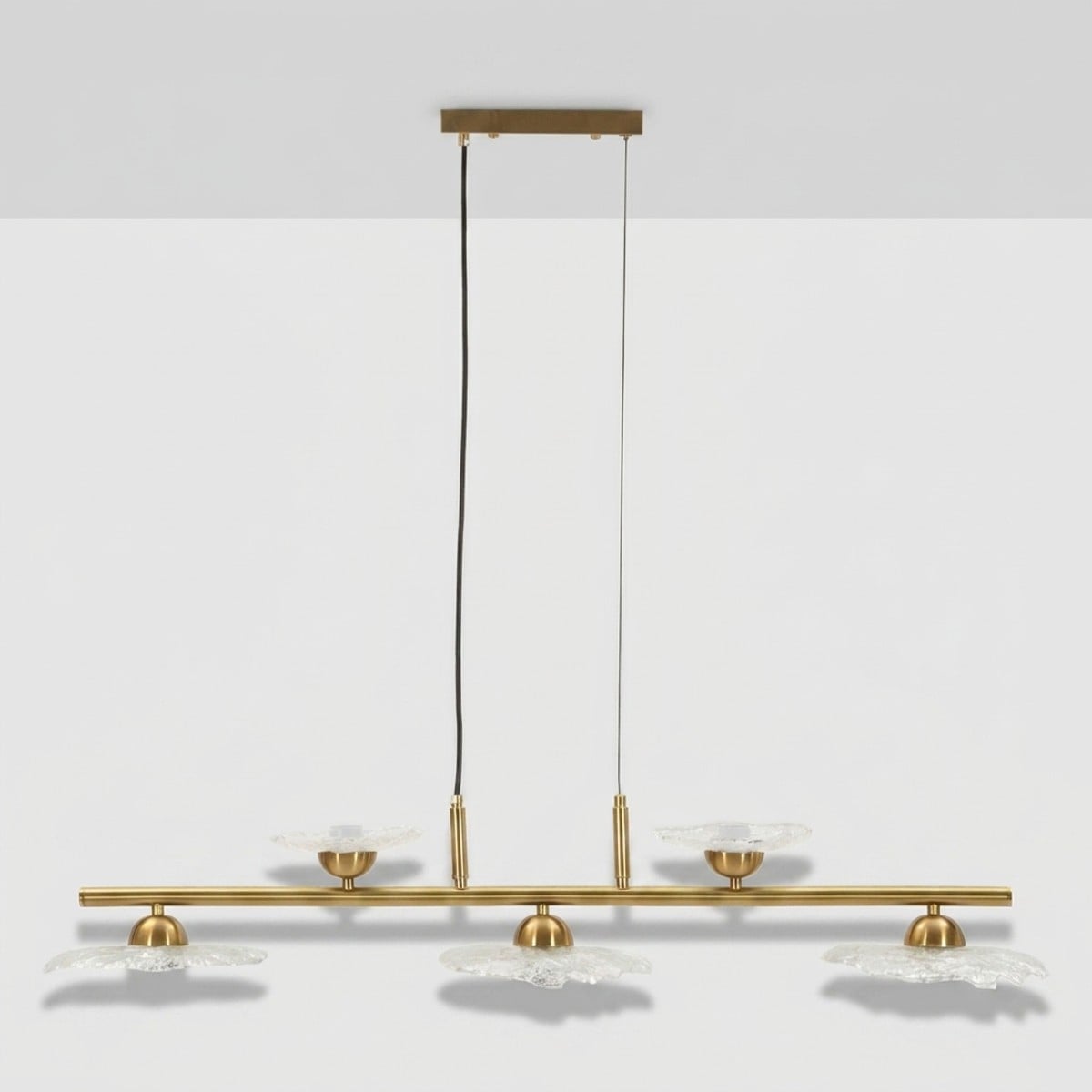Pendelleuchte Emily Mit 5 Flammen Aus Glas Und Eisen - Transparent
