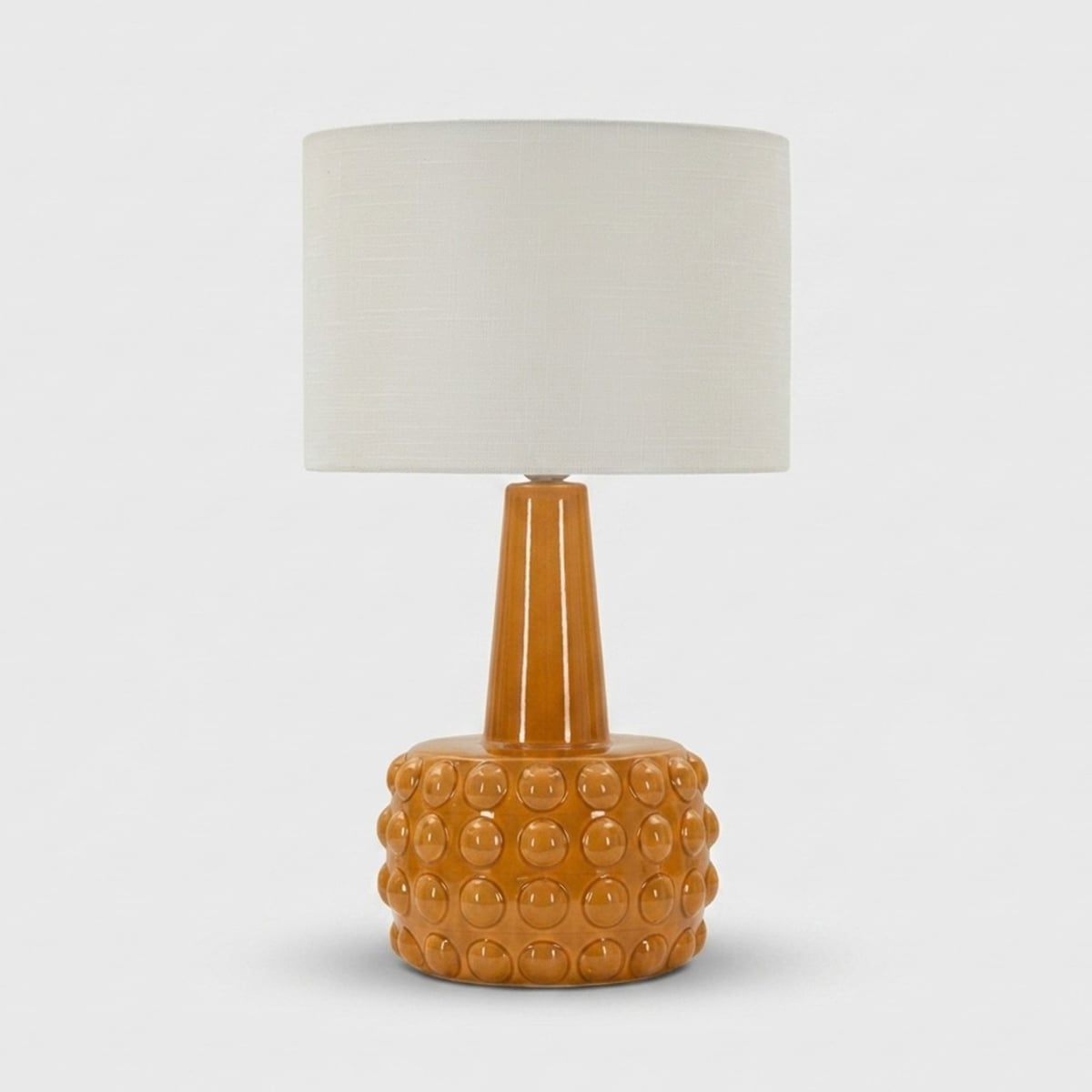 Tischlampe Aus Keramik Mit Gress-lampenschirm - Gelb