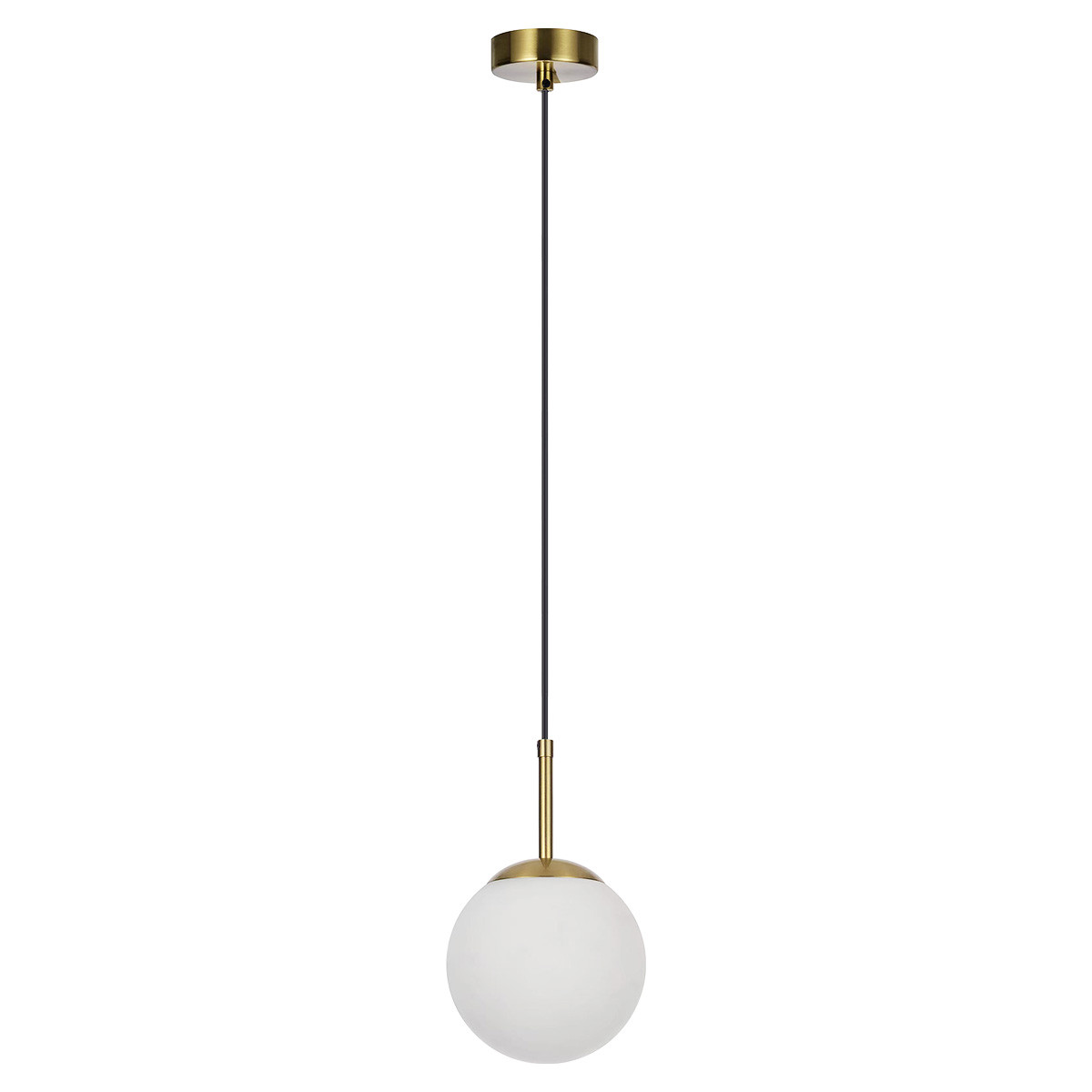 Minimalistische Hängelampe, Weiße Glaskugel, Gold Und Schwarz, 1xe14 10w, Dorado Light Prestige