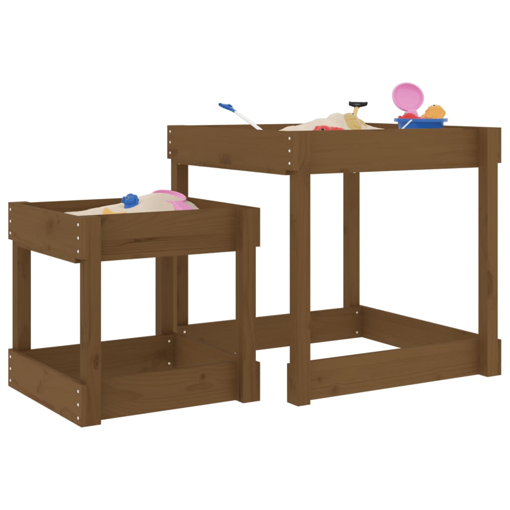Sand-spieltische 2 Stk. Honigbraun Massivholz Kiefer
