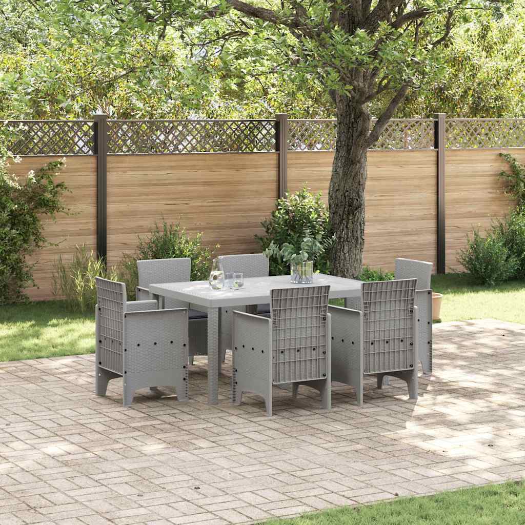 Garten Essgruppe 7 Pcs Hellgrau Polt Rattan