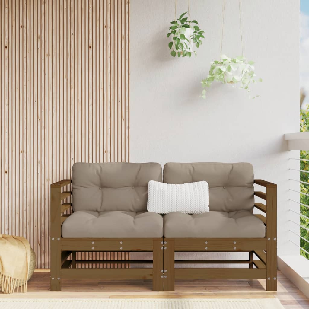 Garten-ecksofas 2 Stk. Honigbraun Massivholz Kiefer