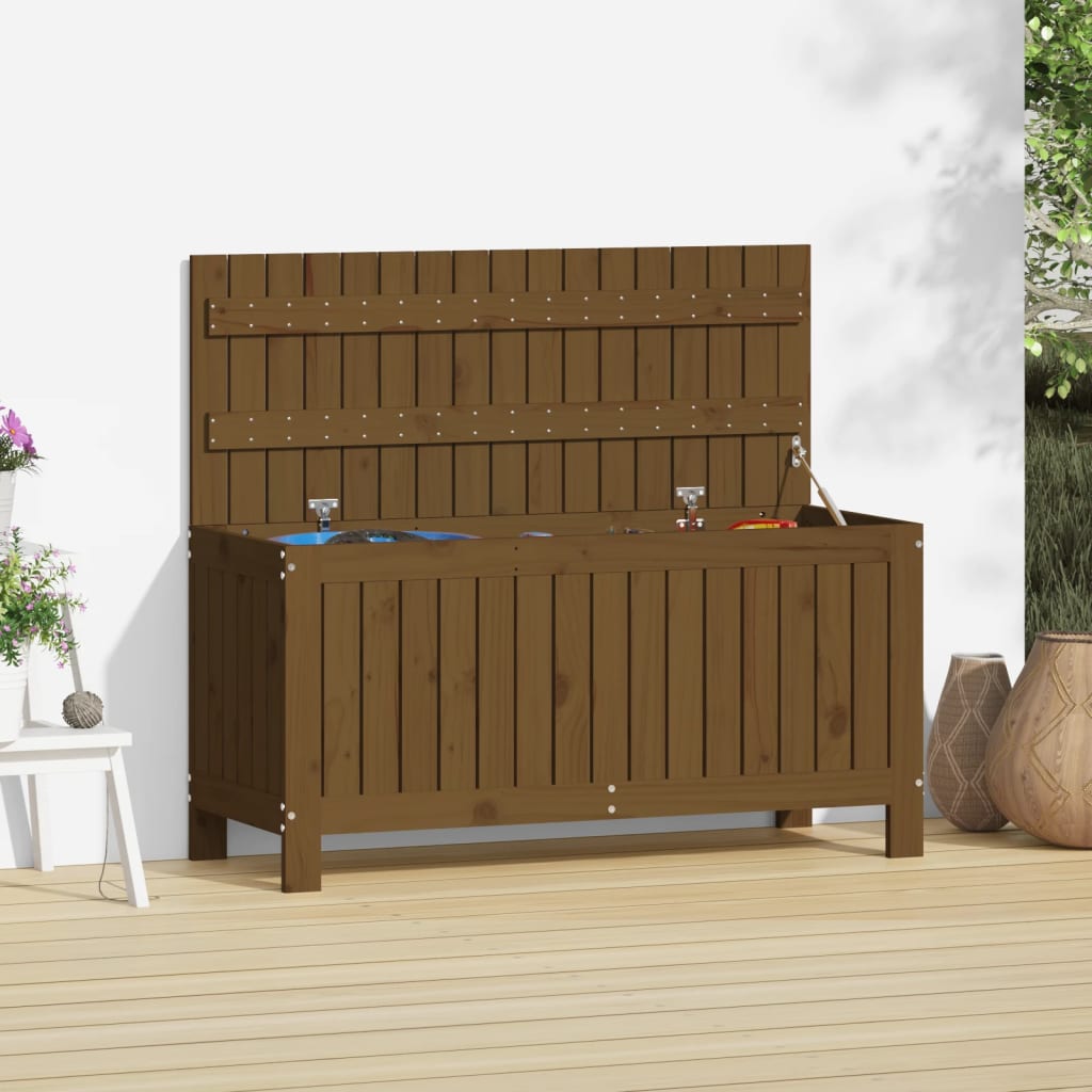 Gartentruhe Honigbraun 108x42,5x54 Cm Massivholz Kiefer