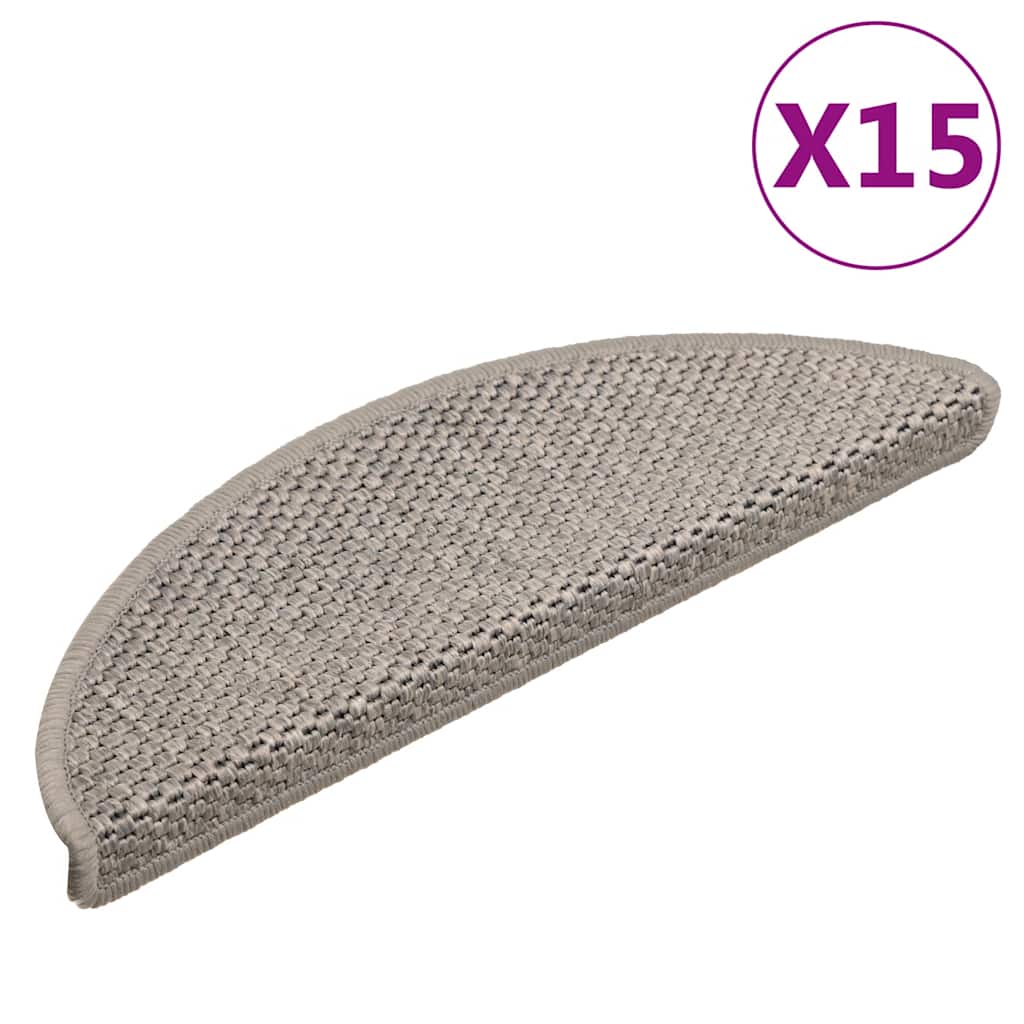 Treppenmatten Selbstklebend Sisal-look 15 Stk. 56x17x3 Silbern
