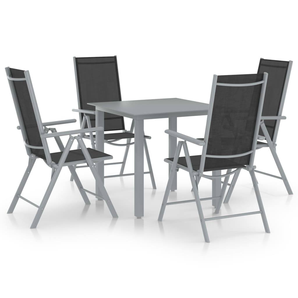 5-tlg. Garten-essgruppe Aluminium Silbern Und Schwarz