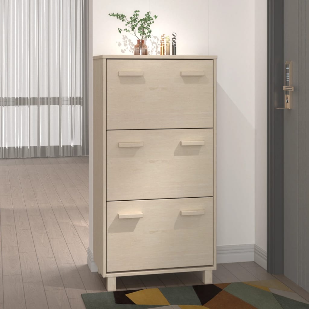 Schuhschrank Hamar Honigbraun 59,5x35x117 Cm Massivholz Kiefer