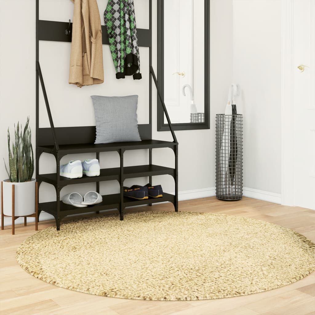Teppich Shaggy Hochflor Modern Golden Ø 160 Cm