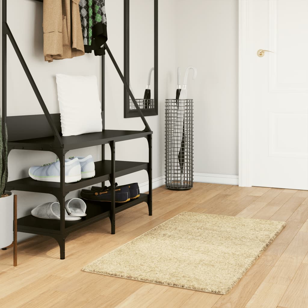 Teppich Shaggy Hochflor Modern Golden 60x110 Cm